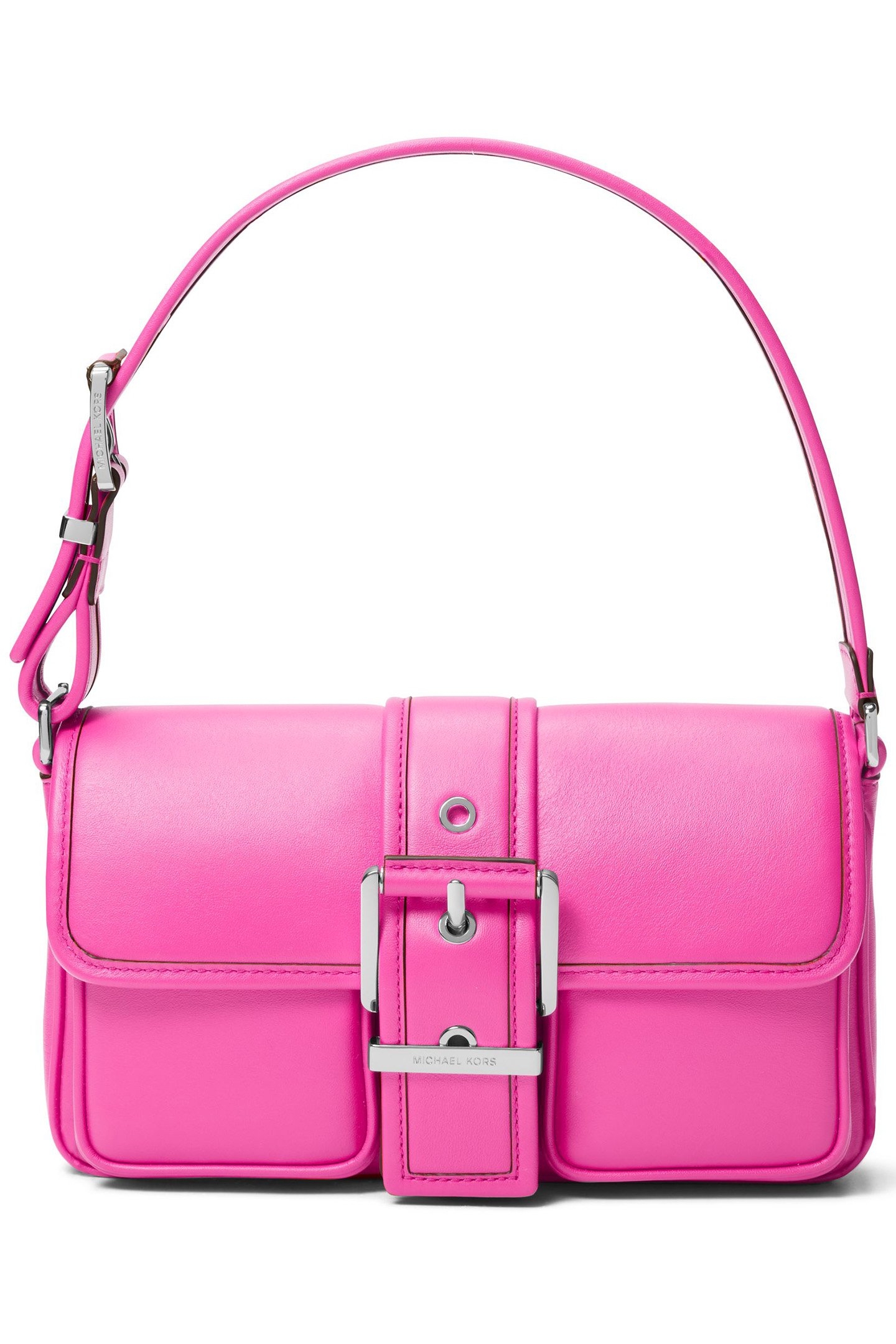 MEDIUM LETAHER SHOULDER BAG WITH BUCKLE DETAIL IN PINK 1