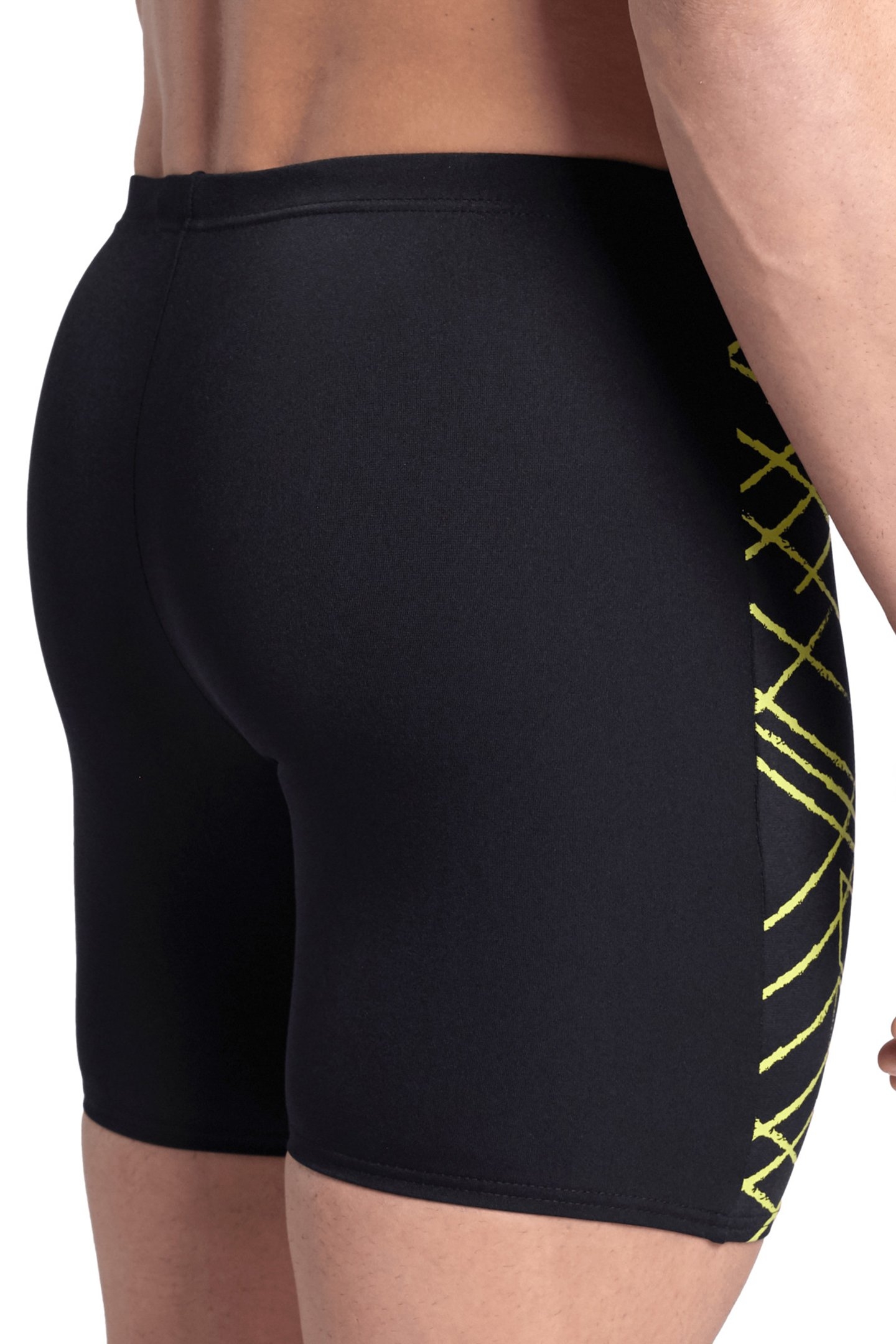 MEN'S ARENA STRAIGHT LINES SWIM MID JAMM BLACK SOFT GREEN 5