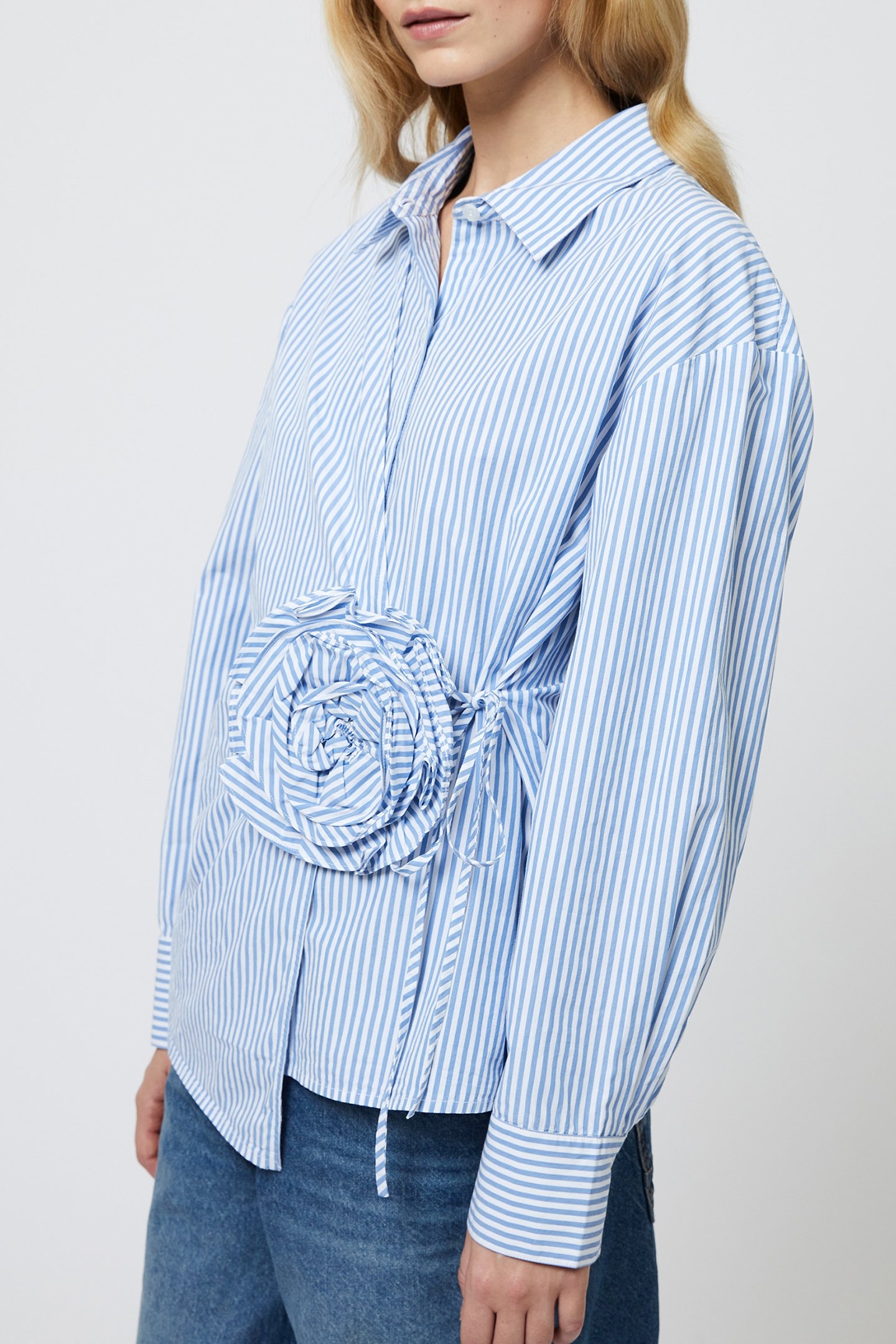 CAMBRIA COT STRIPE CORSA SHIRT BLUE/WHITE 4