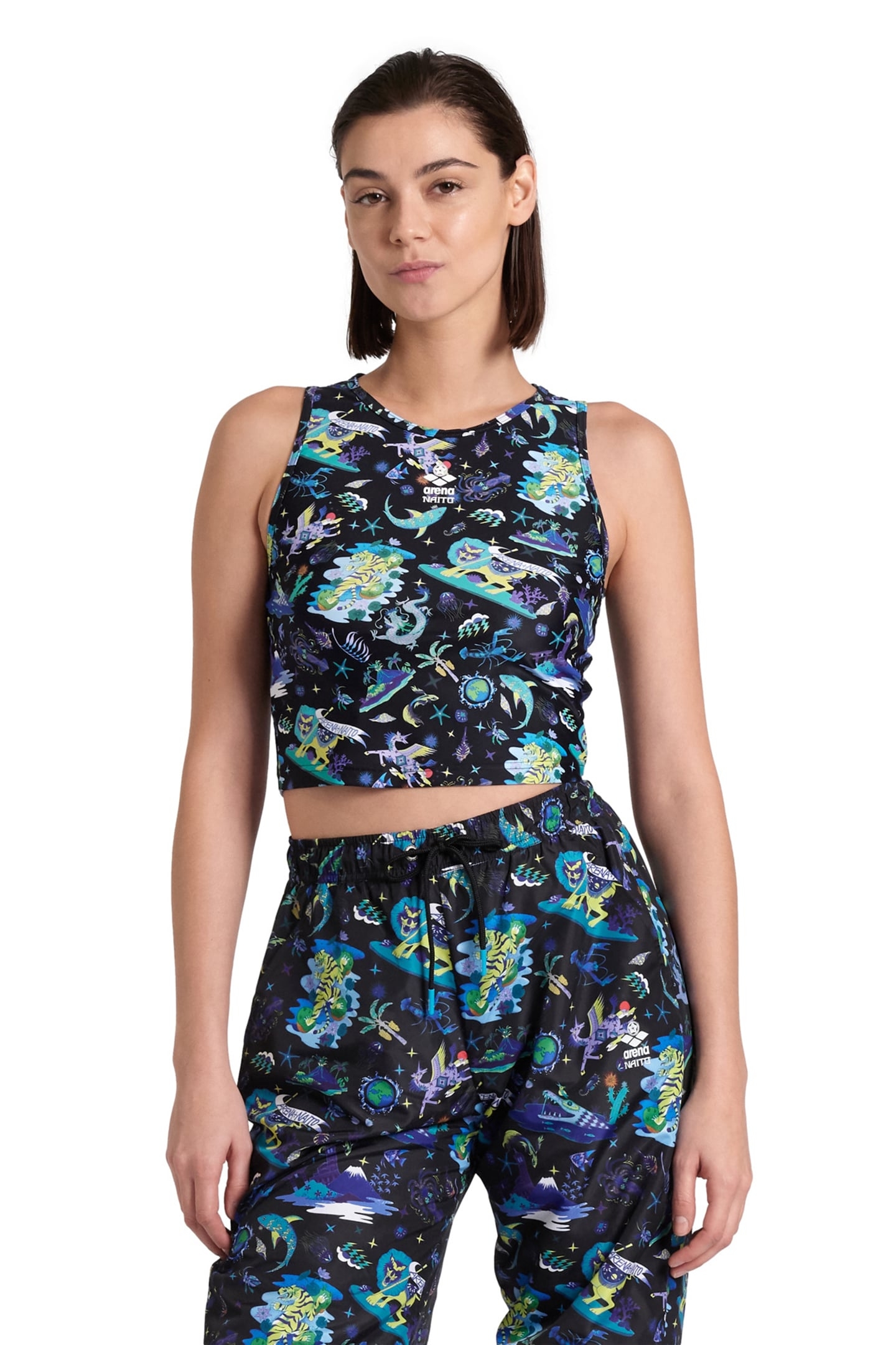 WOMEN'S ARENA FUN PLANET BRA TOP BLACK MULTI 1