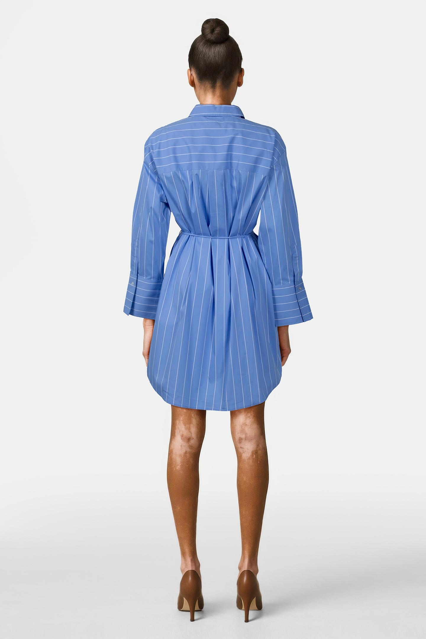 BRIENNA STRIPED BLOUSE DRESS LS BLUE 2