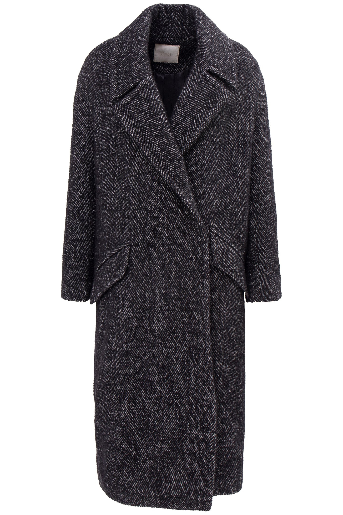 BLACK MARL WOOL CLOTH LONG COAT BLACK 4