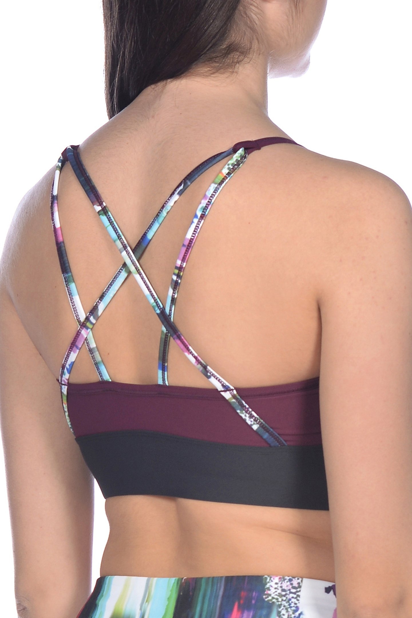W GYM BRA TOP CROSS STRAPS RED WINE VIVID 8