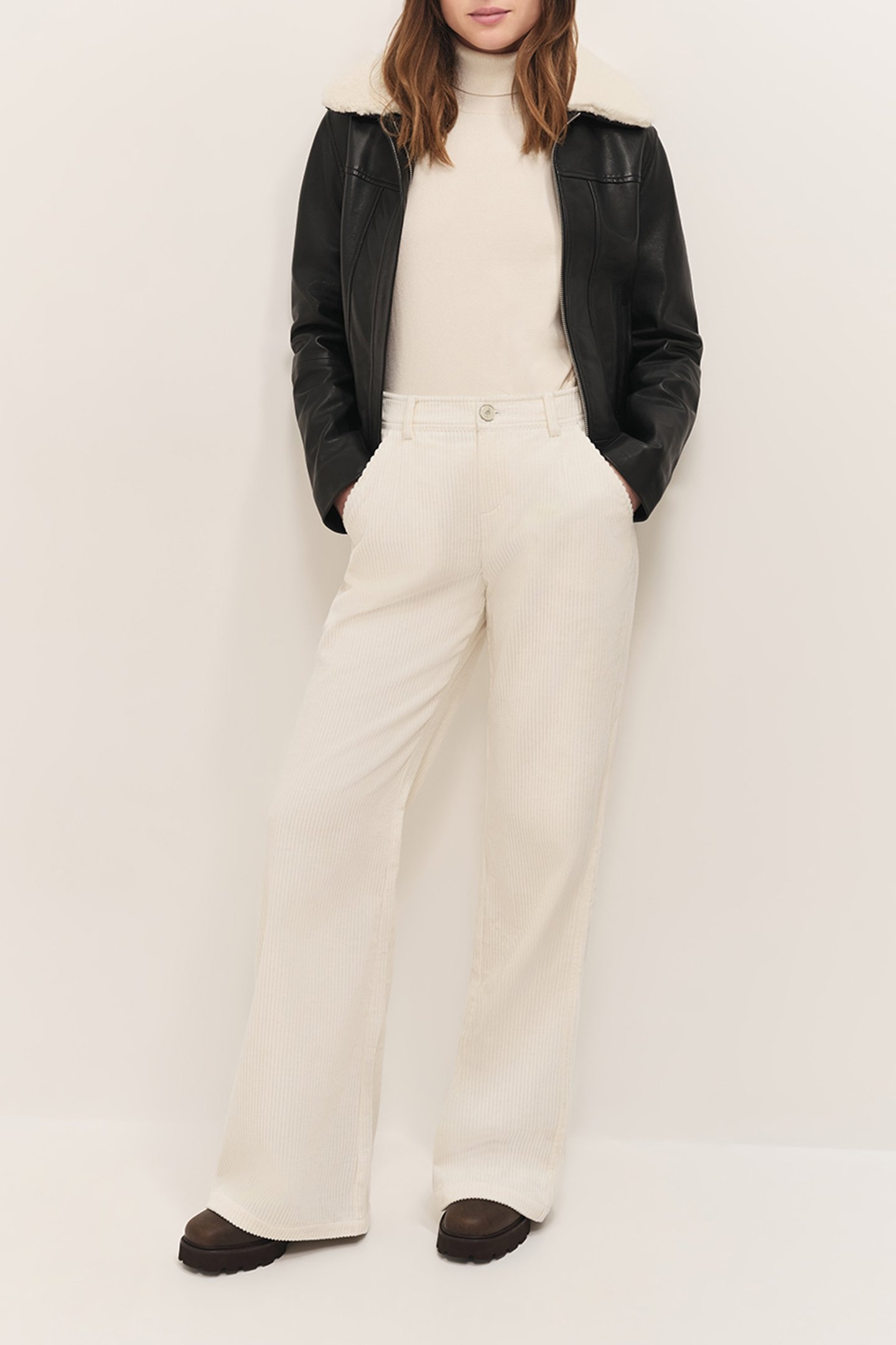 DAMIAN - BLACK LEATHER AVIATOR-STYLE JACKET WITH REMOVABLE S 2