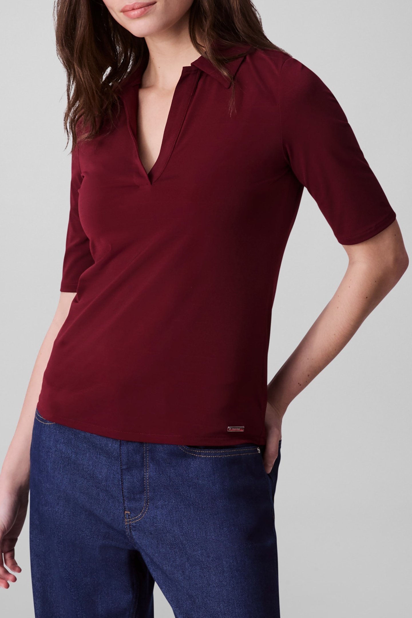 HS CREPE JERSEY POLO DEEP ROUGE 4