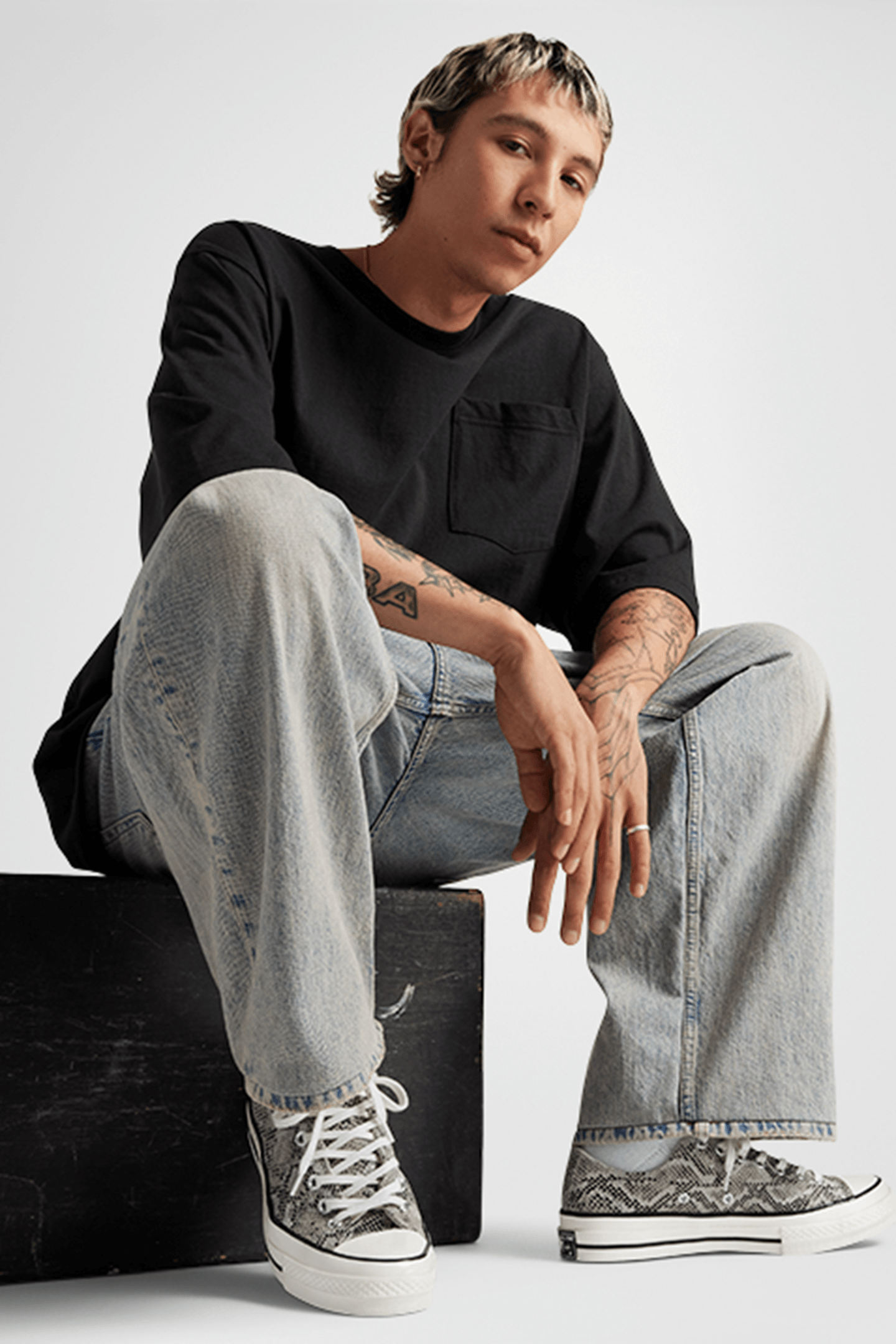 CHUCK 70 FAUX SNAKESKIN LOW TOP PALE SURPLUS/EGRET/BLACK 3