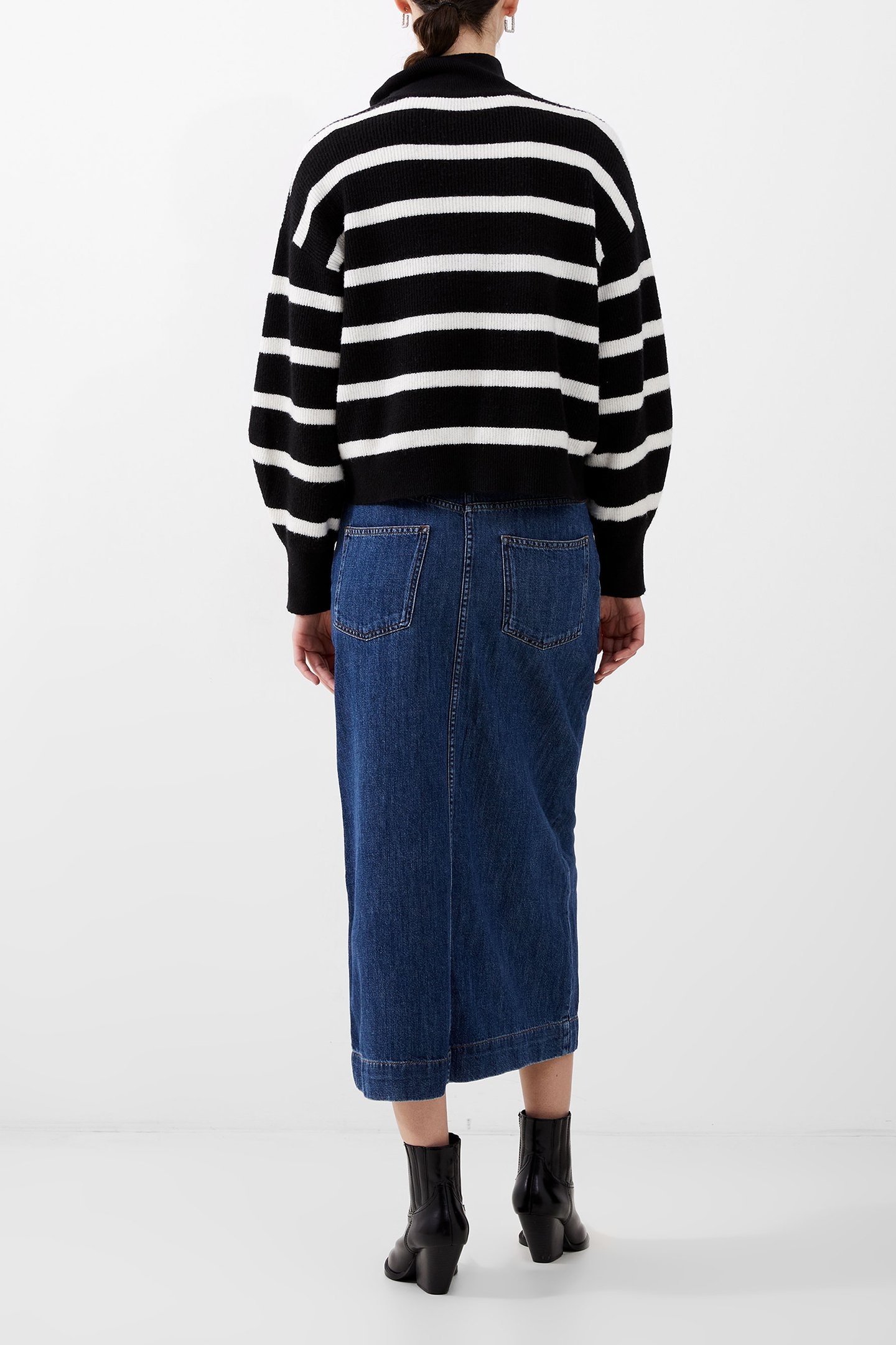 VHARI HALF KNIT JUMPER BLACK/WINTER WHITE 3