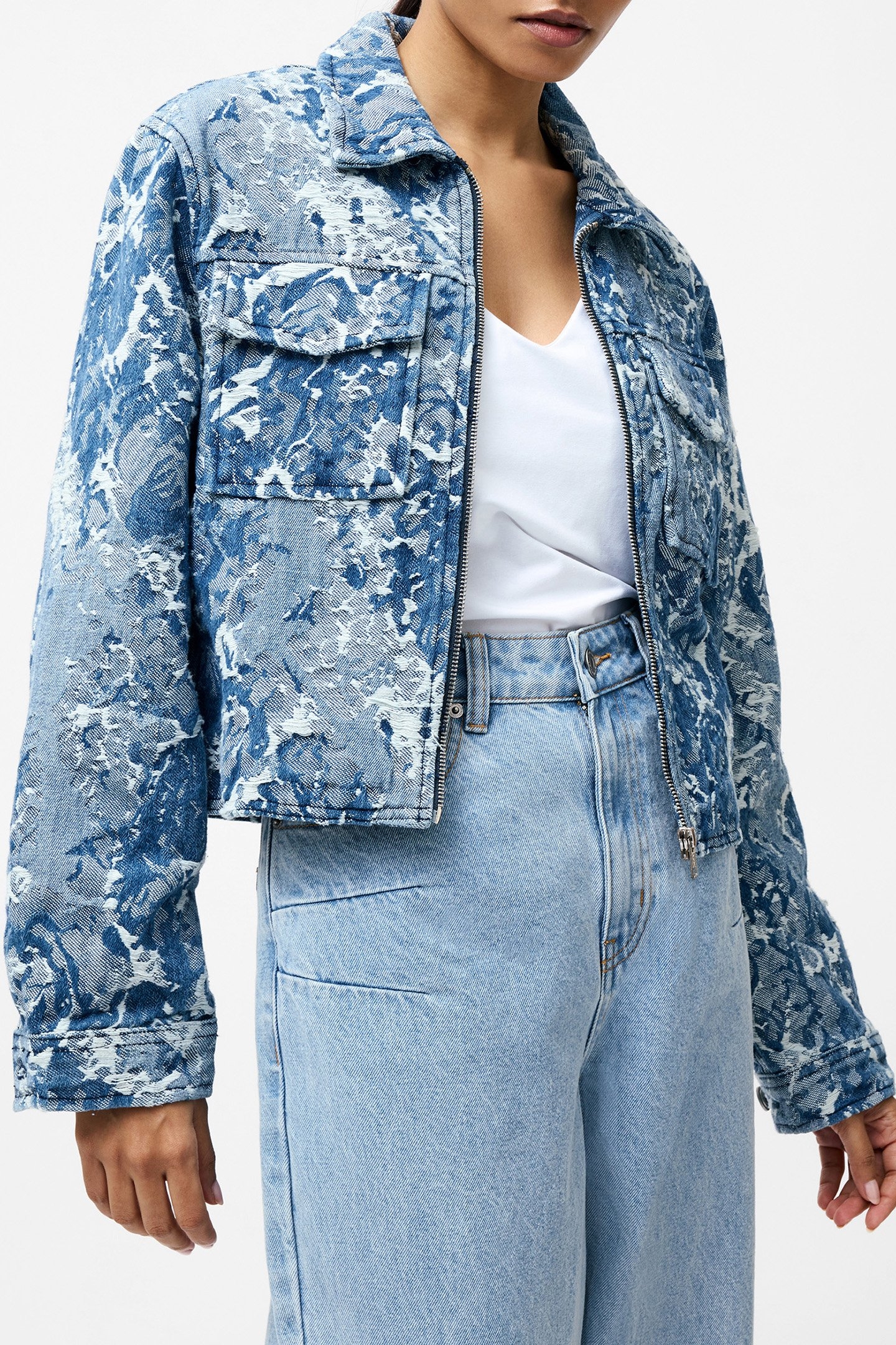 CHARLOTTE JACQUARD DENIM JACKE LIGHT WASH 1