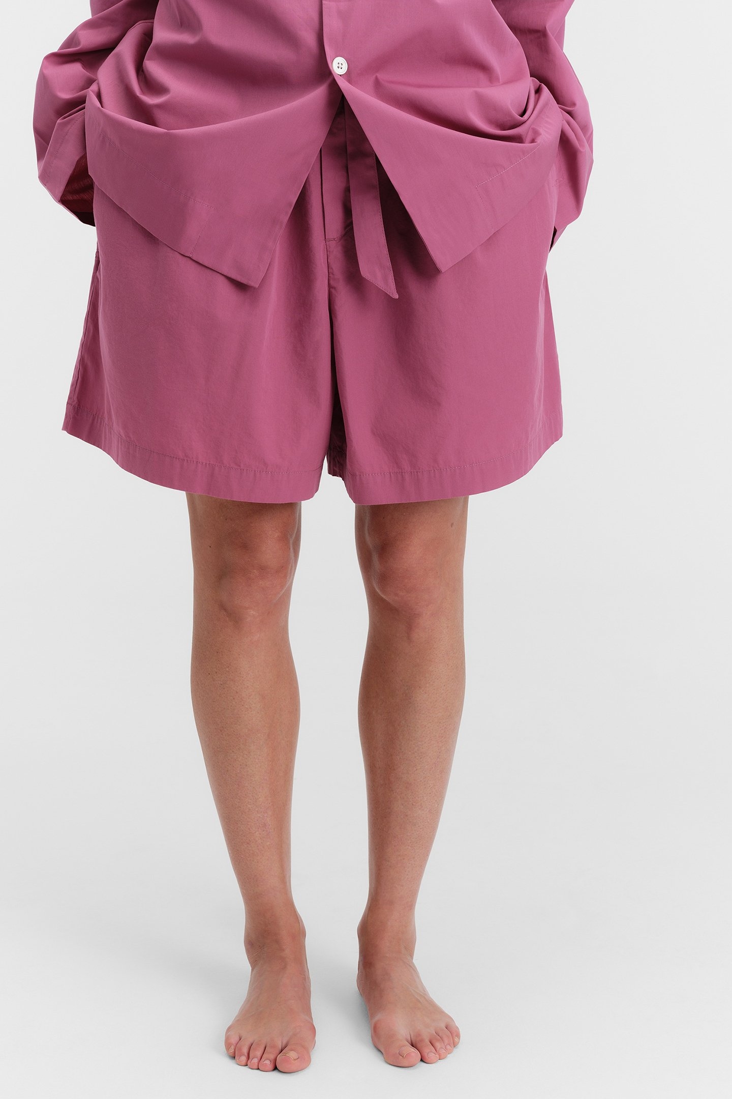 UNISEX POPLIN PYJAMAS SHORTS LINGONBERRY 1