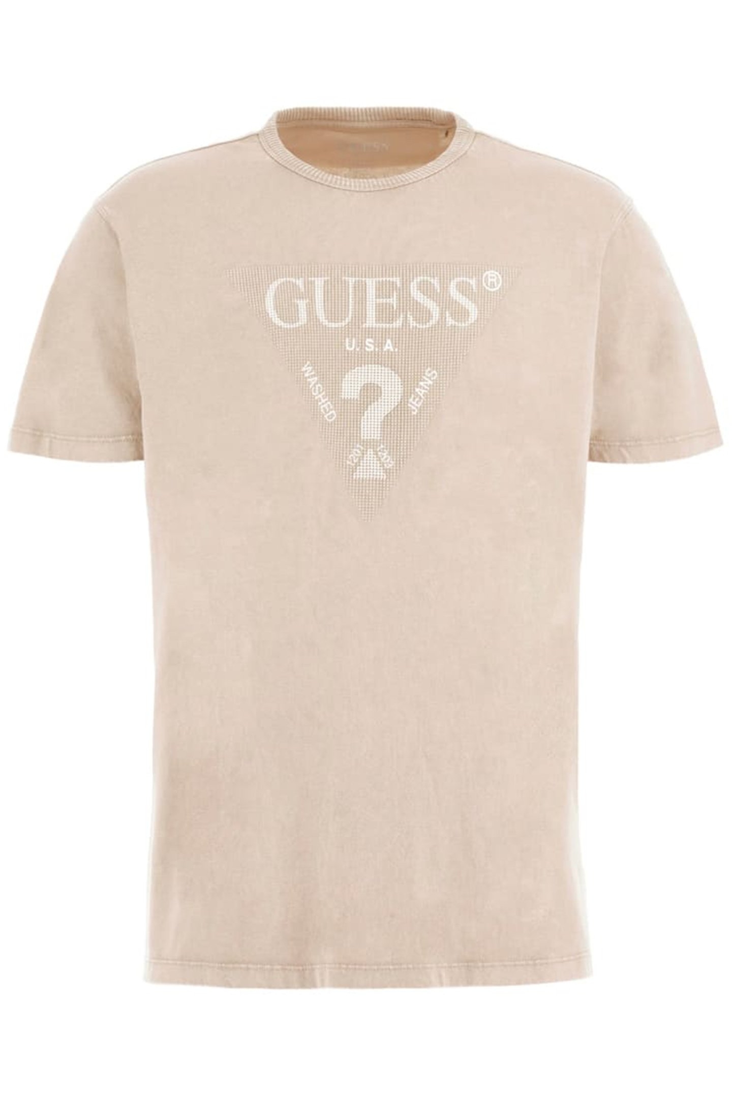 GUESS ECO SS CN TREATED TRIANG BEIGE BLANCO 4