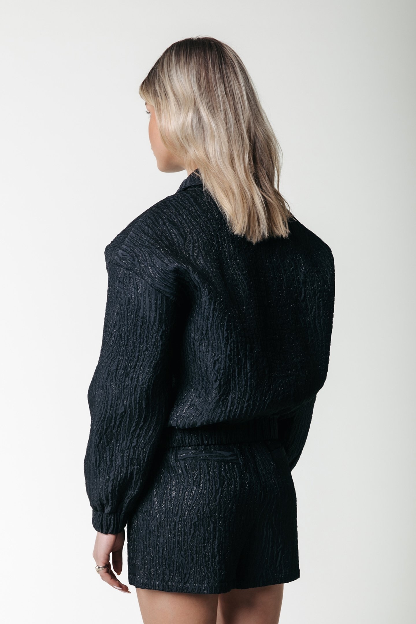 BENTE ZEBRA LUREX JACQUARD BOMBER JACKET BLACK 2