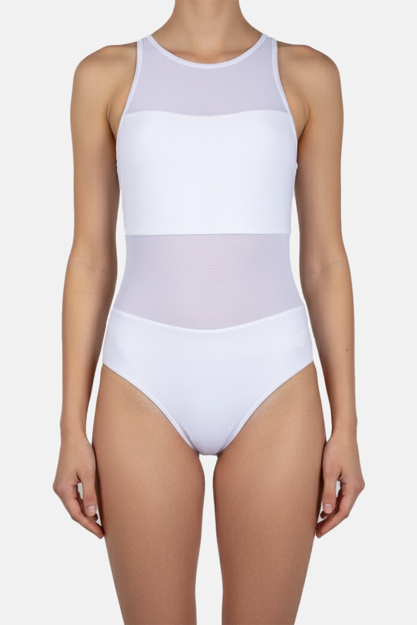WOMEN'S ARENA MESH SWIMSUIT VENT BACK GR WHITE 1