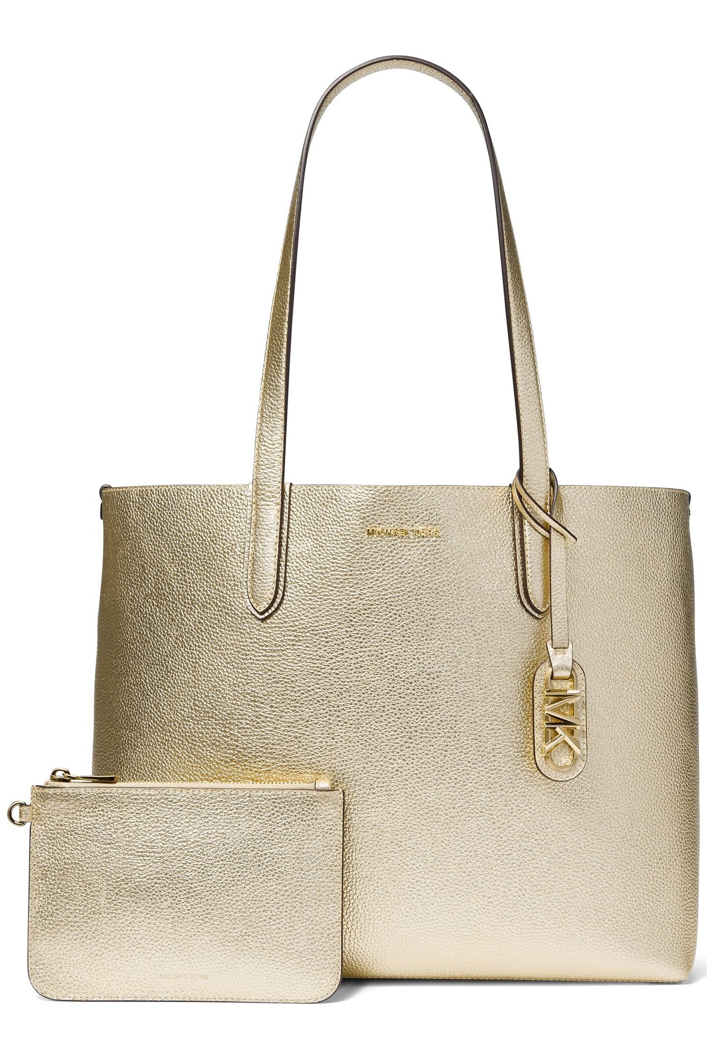 LARGE REVERSIBLE LEATHER TOTE IN GOLD 5