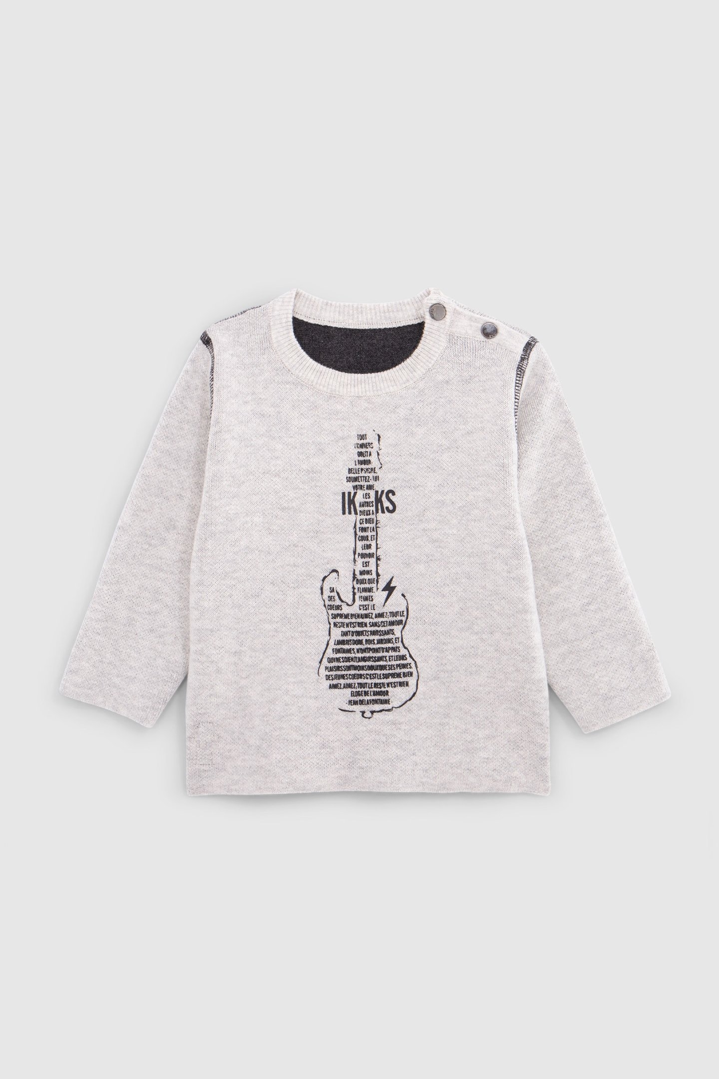 REVERSIBLE KNITTED SWEATER GREY AND DARK GREY BABY BOY 1