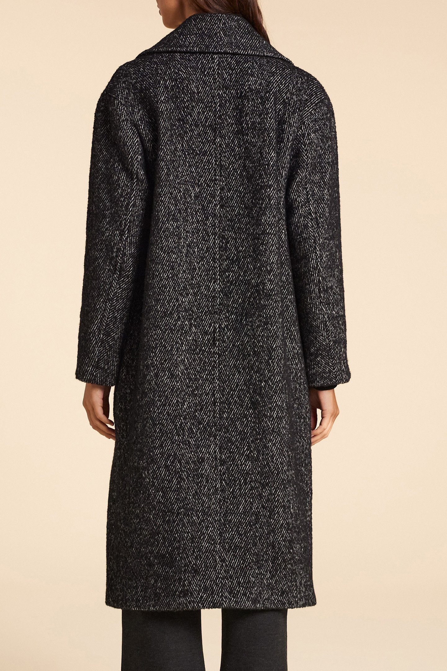 BLACK MARL WOOL CLOTH LONG COAT BLACK 2