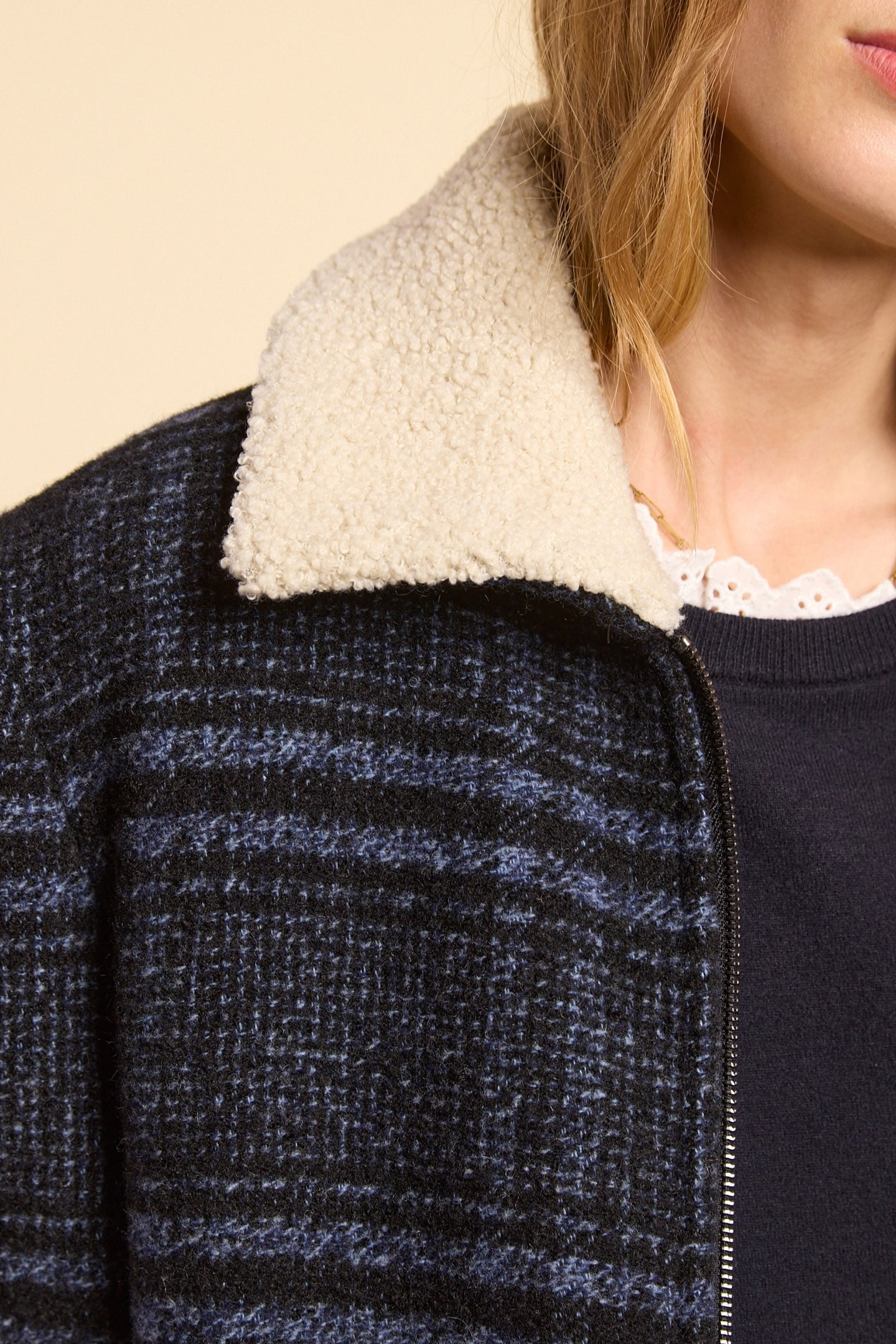 NAVY CHECK COAT NAVY 6