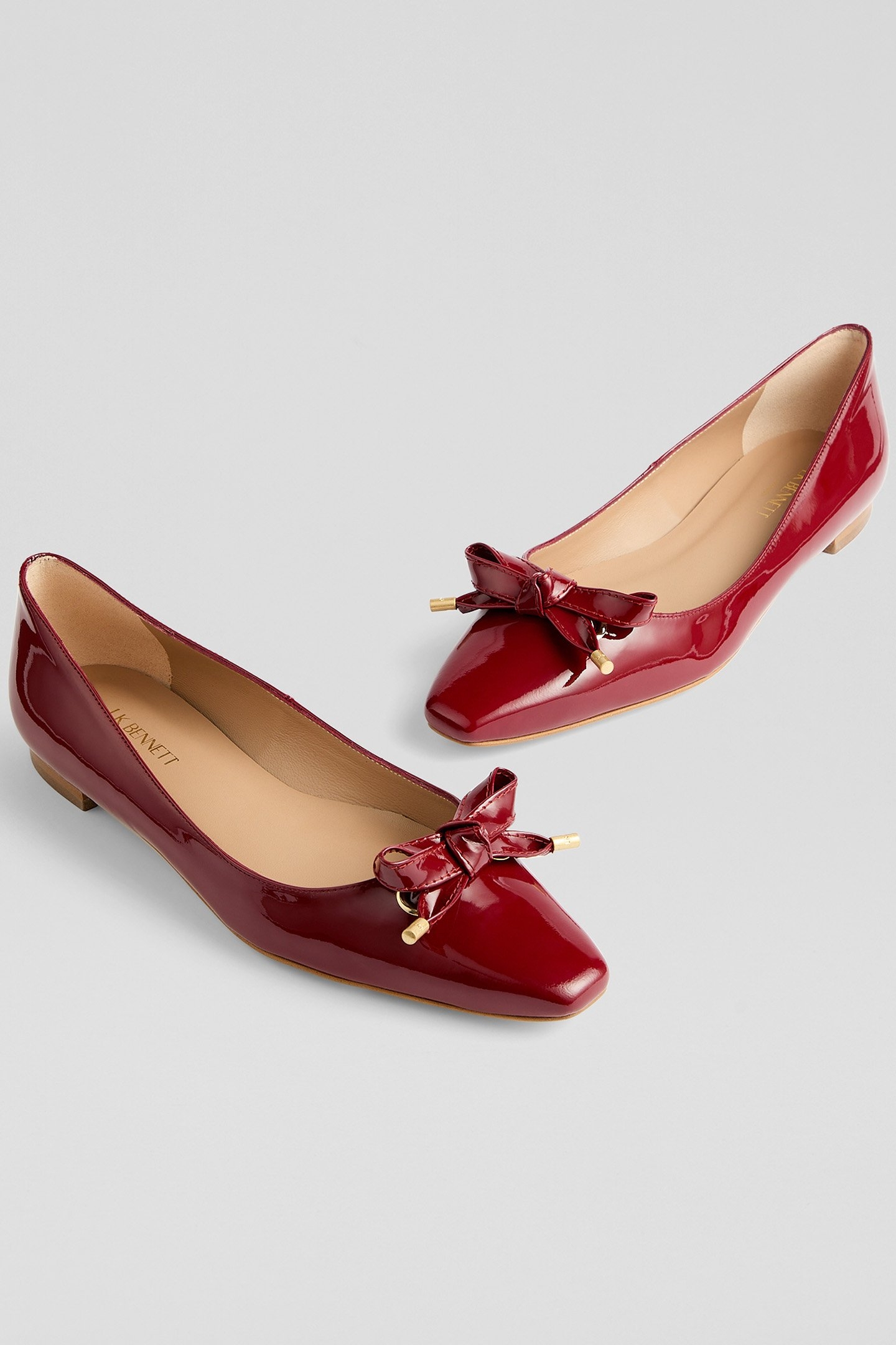 FL MABEL EYELET BOW FLAT RED 3