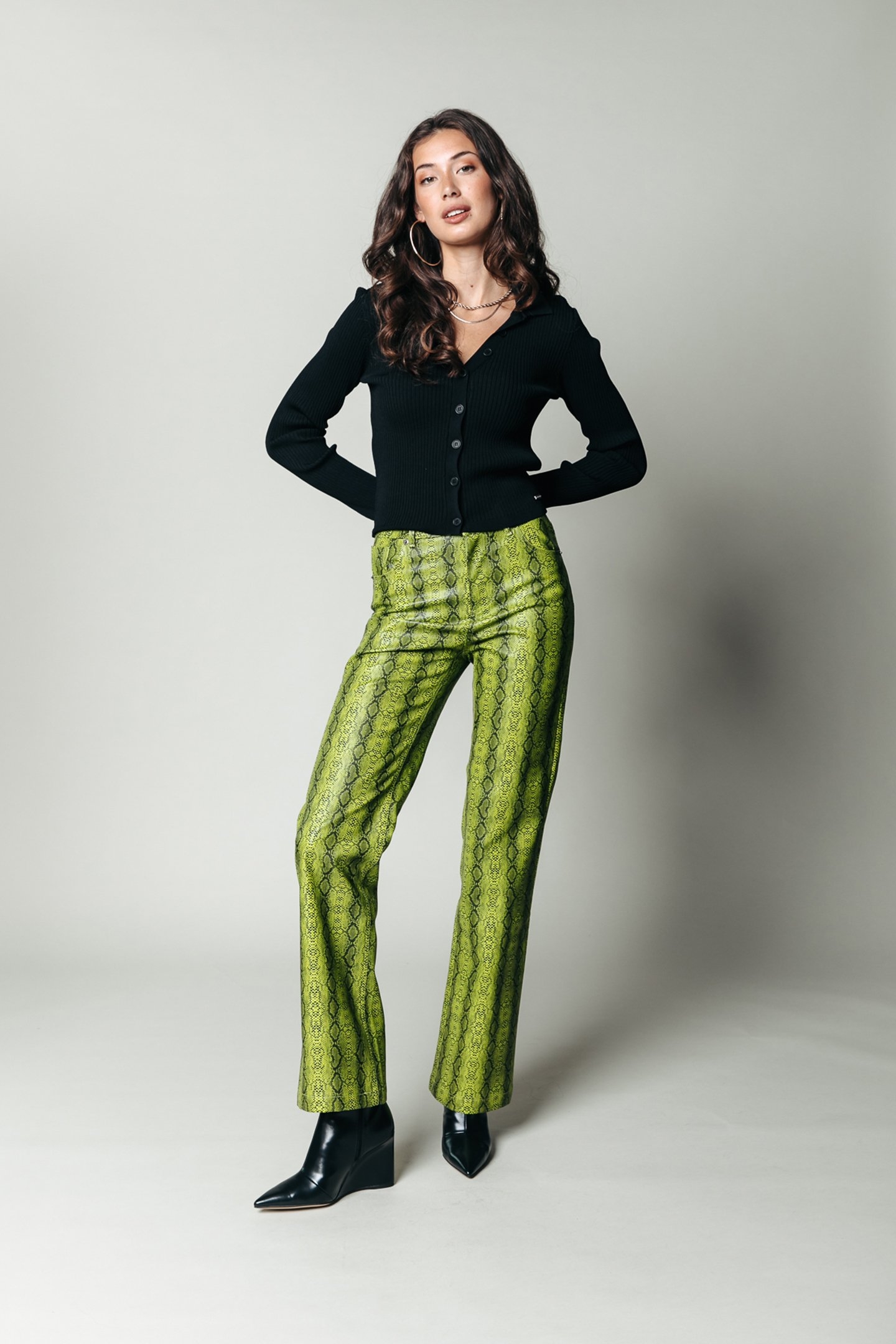 RUSSY SNAKE 5 POCKET HIGH WAIST PANTS NEON LIME 1