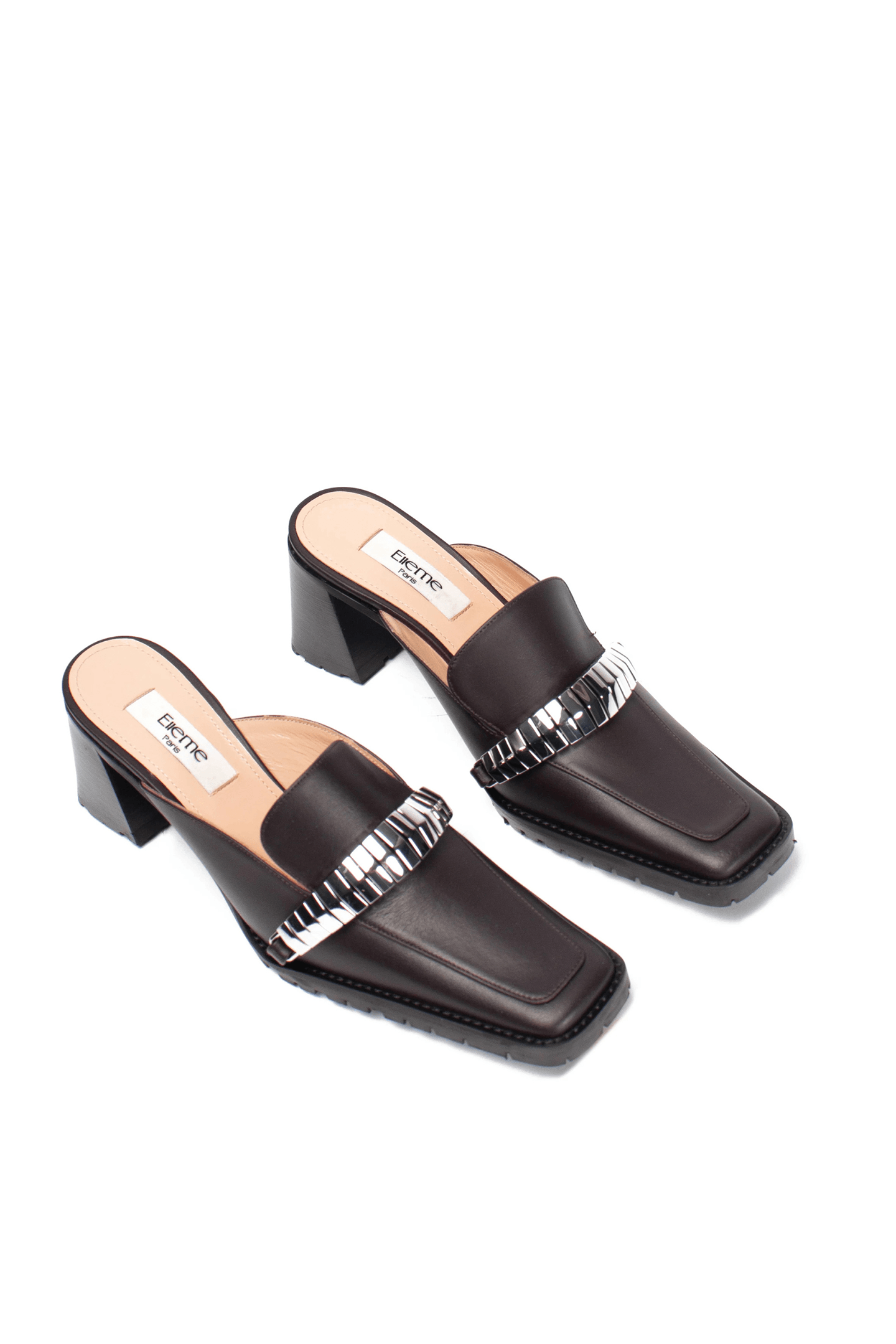 EVA LOAFER MULE LEATHER/METAL BROWN 3