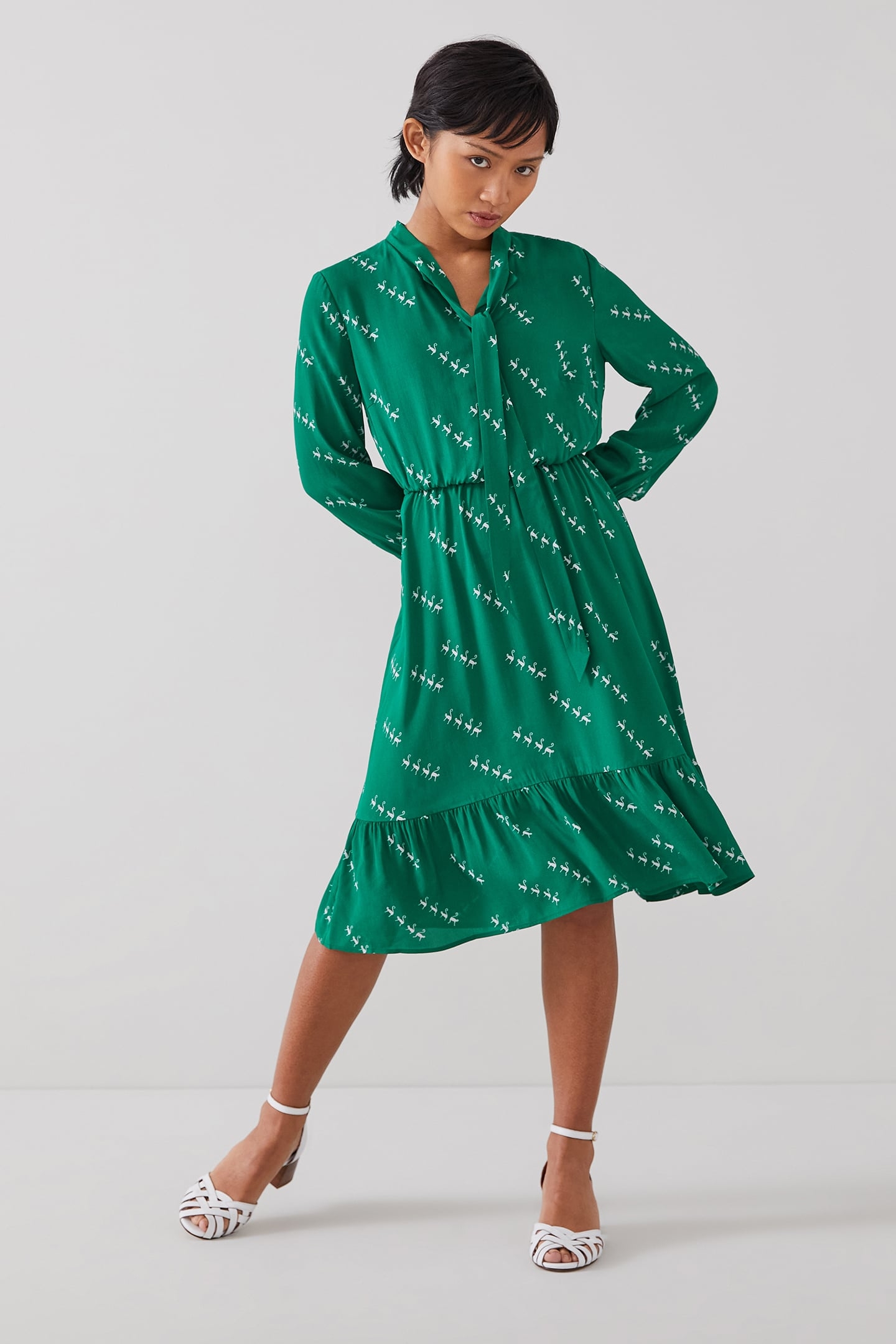 DR BRIDGET PETITE DRESS GREEN/CREAM 1