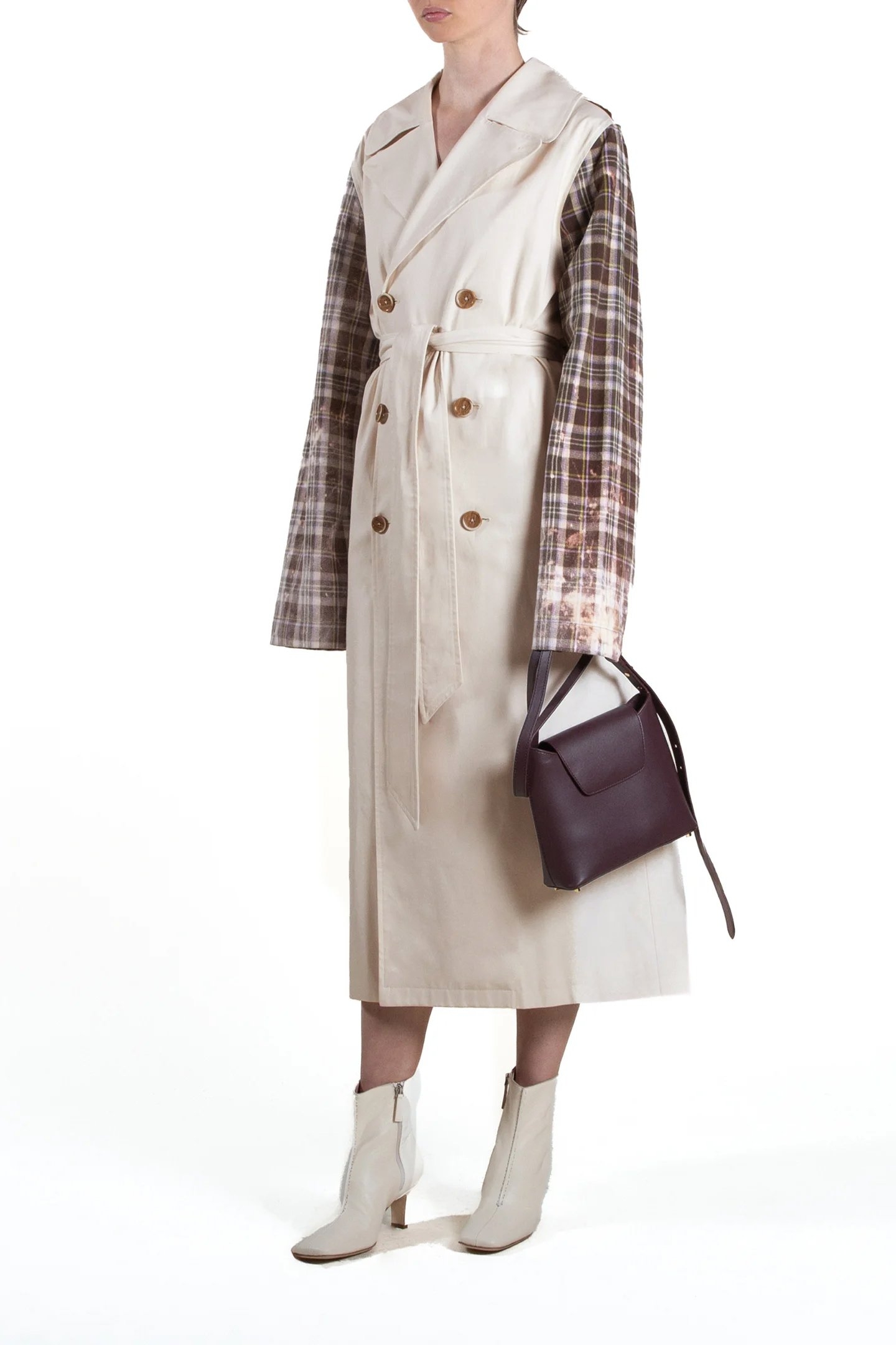 CHECKED TRENCH COAT IVORY & CHECK 2