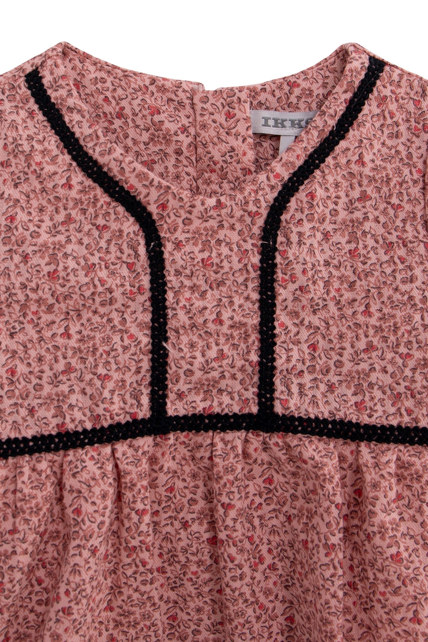 PINK DRESS ORGANIC COTTON SMALL FLOWERS FAUX-UNI BABY GIRL 3