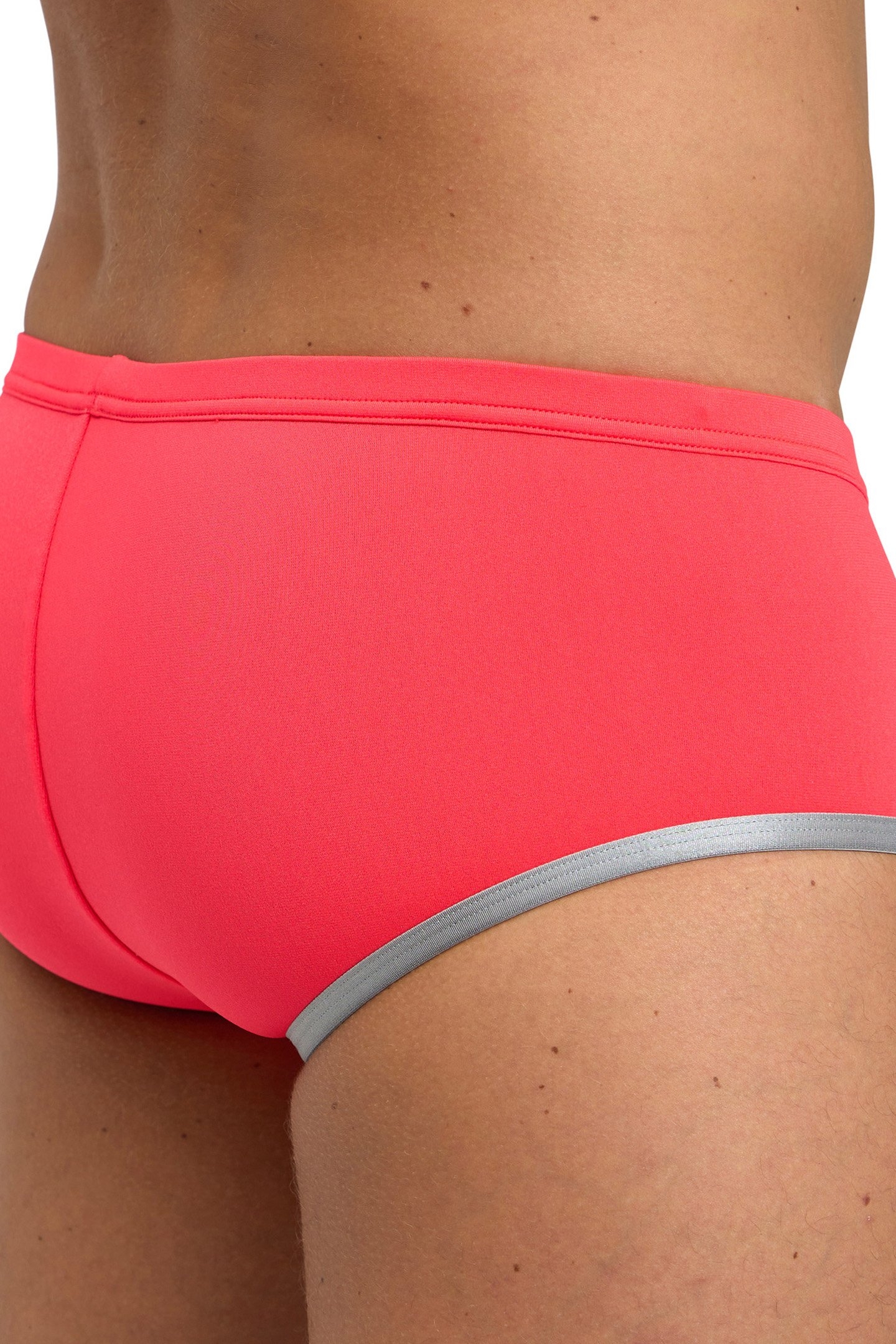 MEN'S ARENA ONE 12CM SWIM BRIEFS BIG LOG FLUO RED SILVER 7