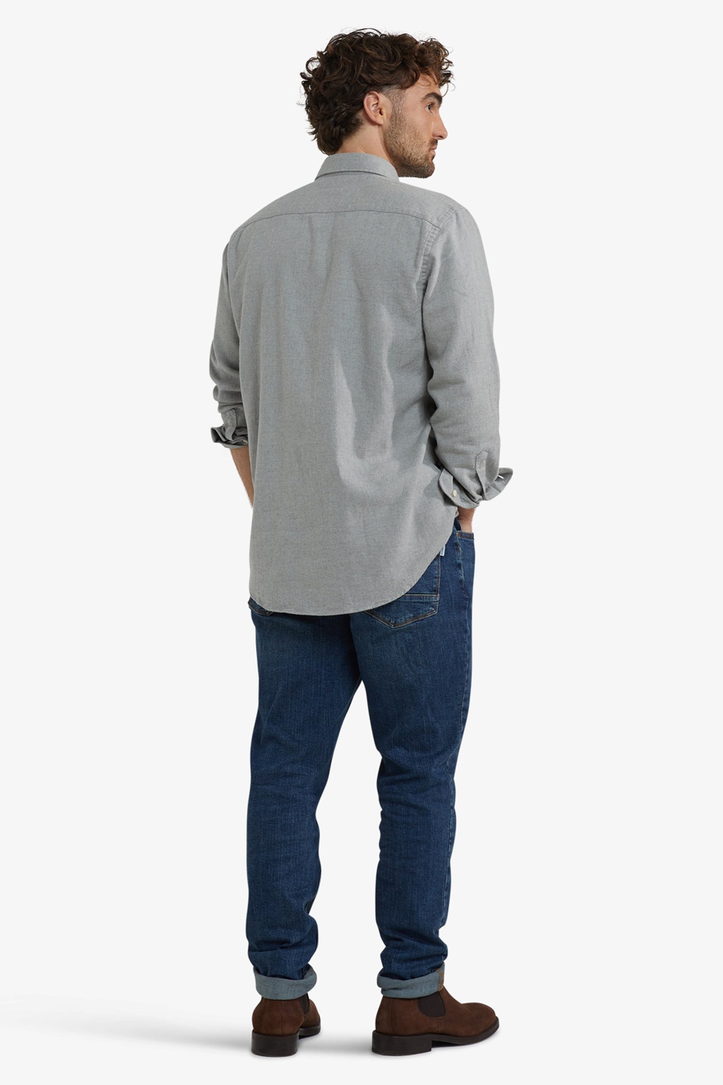 FLANNEL MELANGE OXFORD SHIRT MEDIUM GREY 3