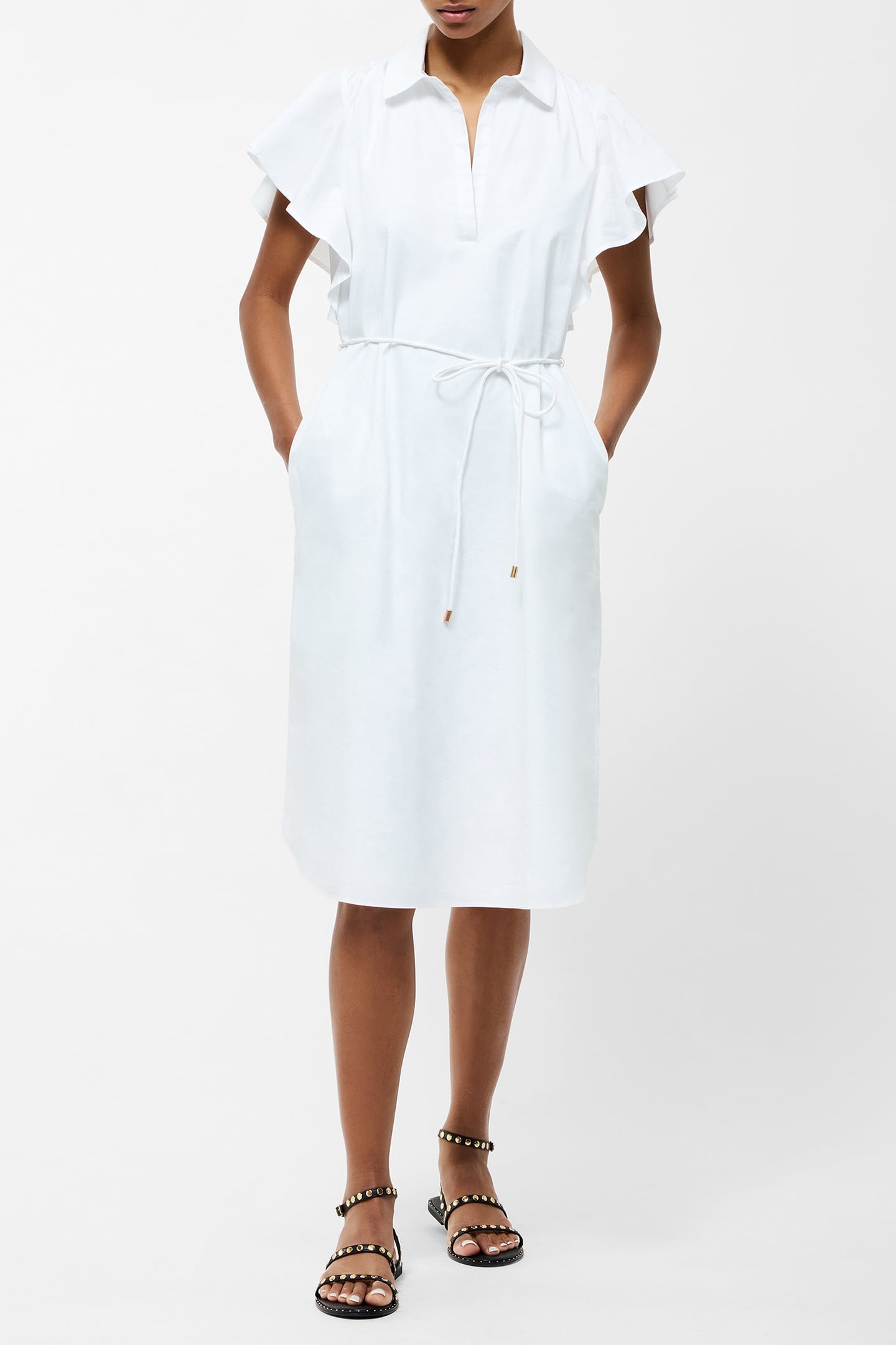 CAMBRIA COTTON BELTED DRESS LINEN WHITE 1