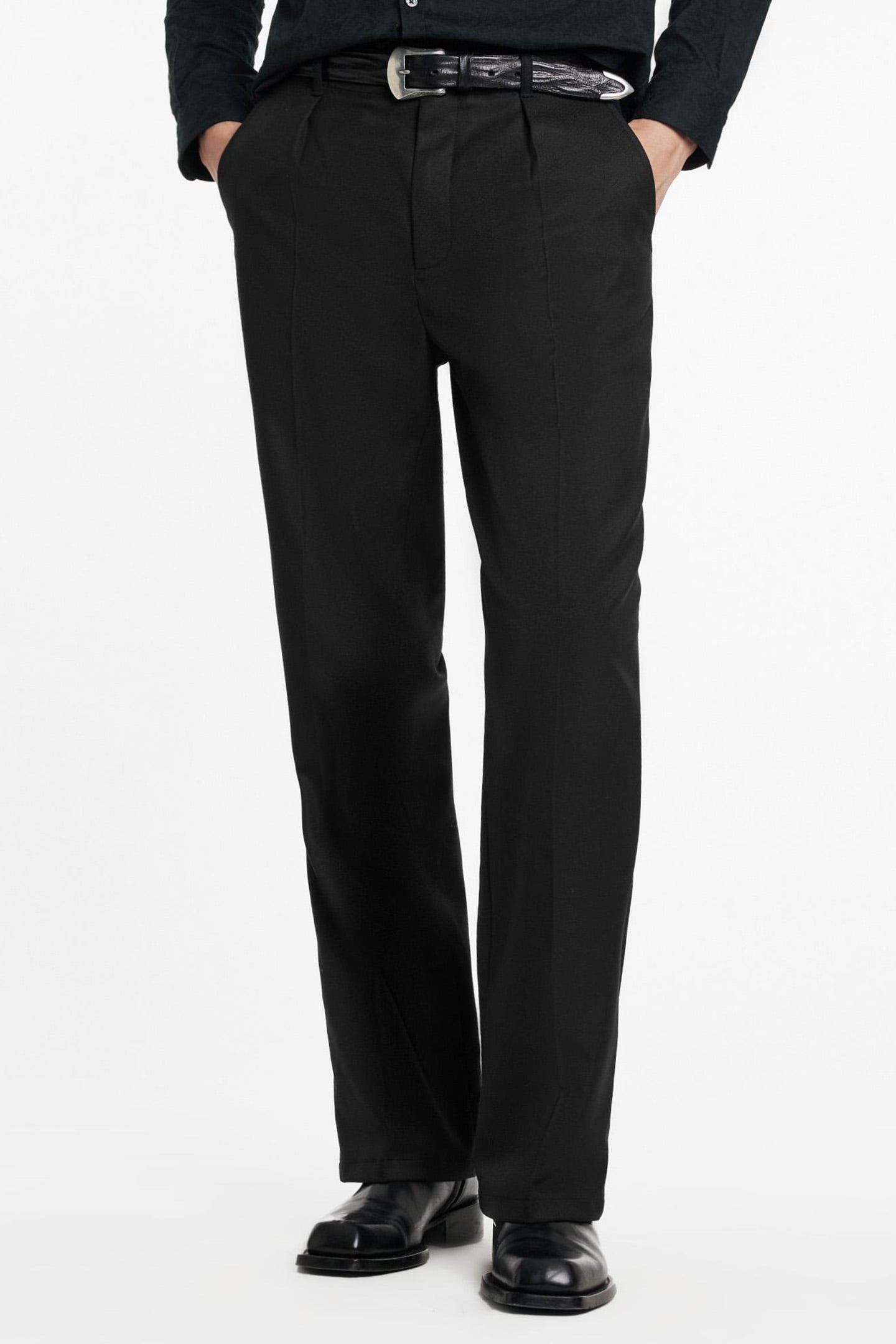 RELAX PANTS WITH WAIST BELTED PANTS (COP BLACK 1