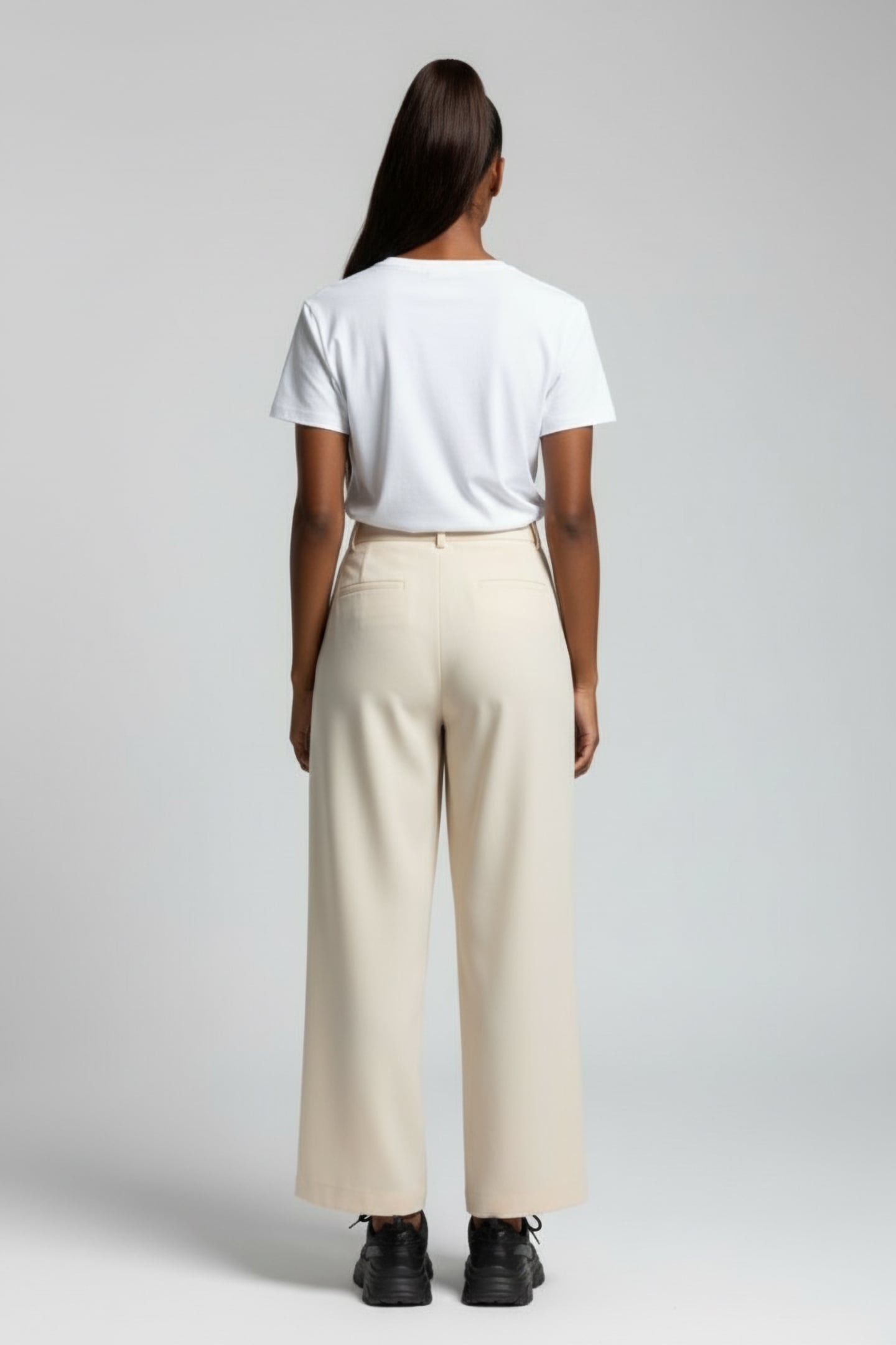 SLEEK TAILORED WIDE LEG SUIT TROUSERS CLASSIC CREAM 2