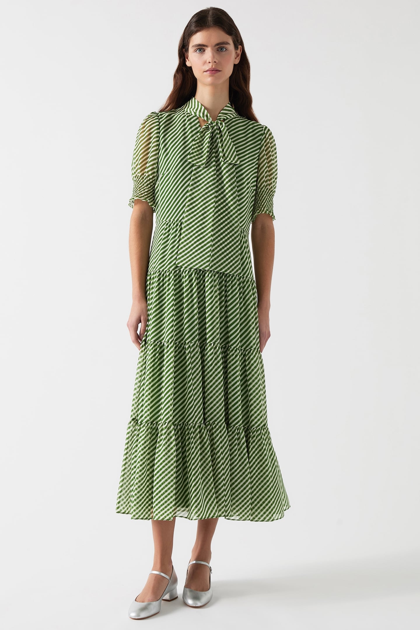 DR COCO TIE NECK DRESS GREEN 1