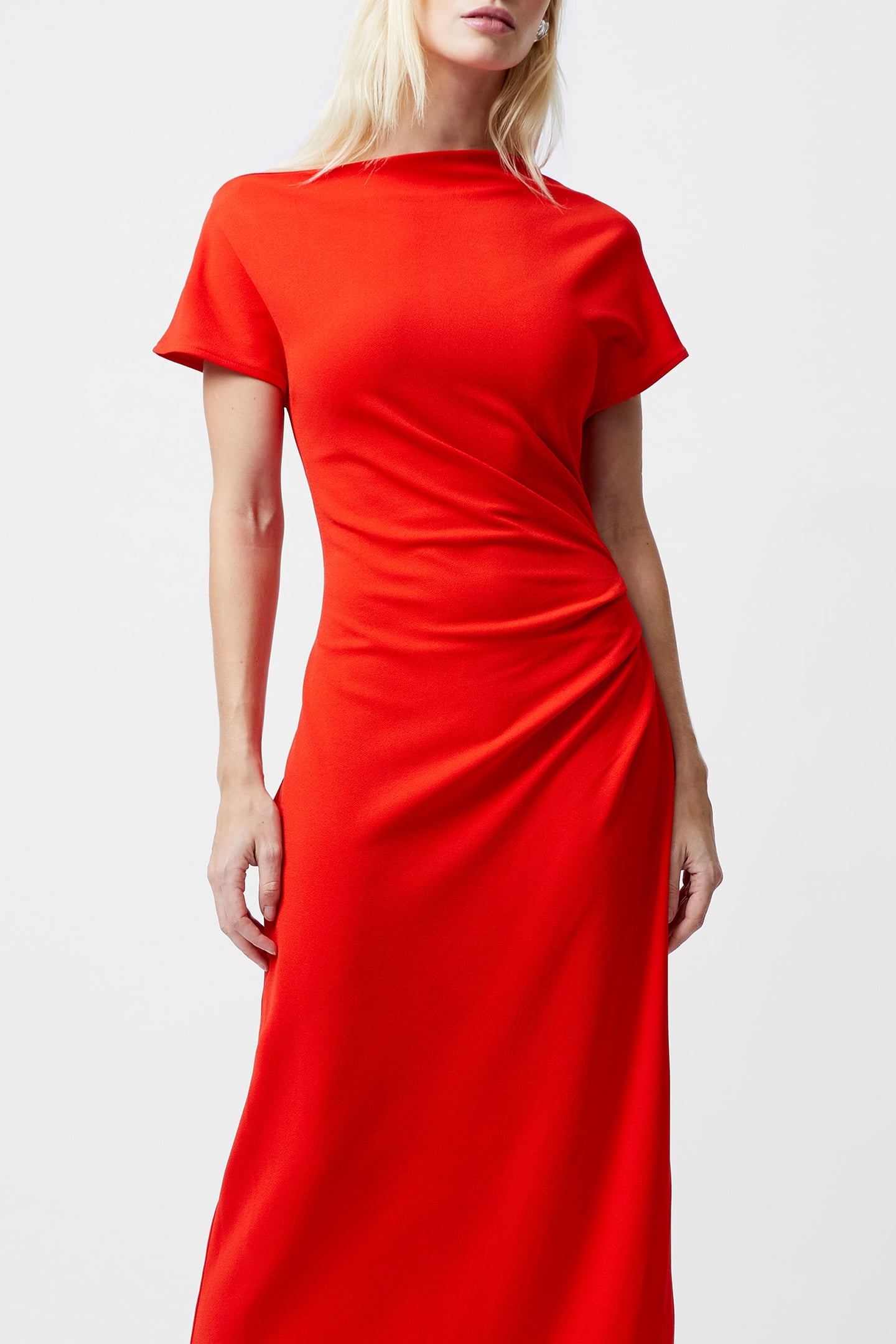 VALETTA OFF SHOULDER MIDI DRES SCARLET RED 3