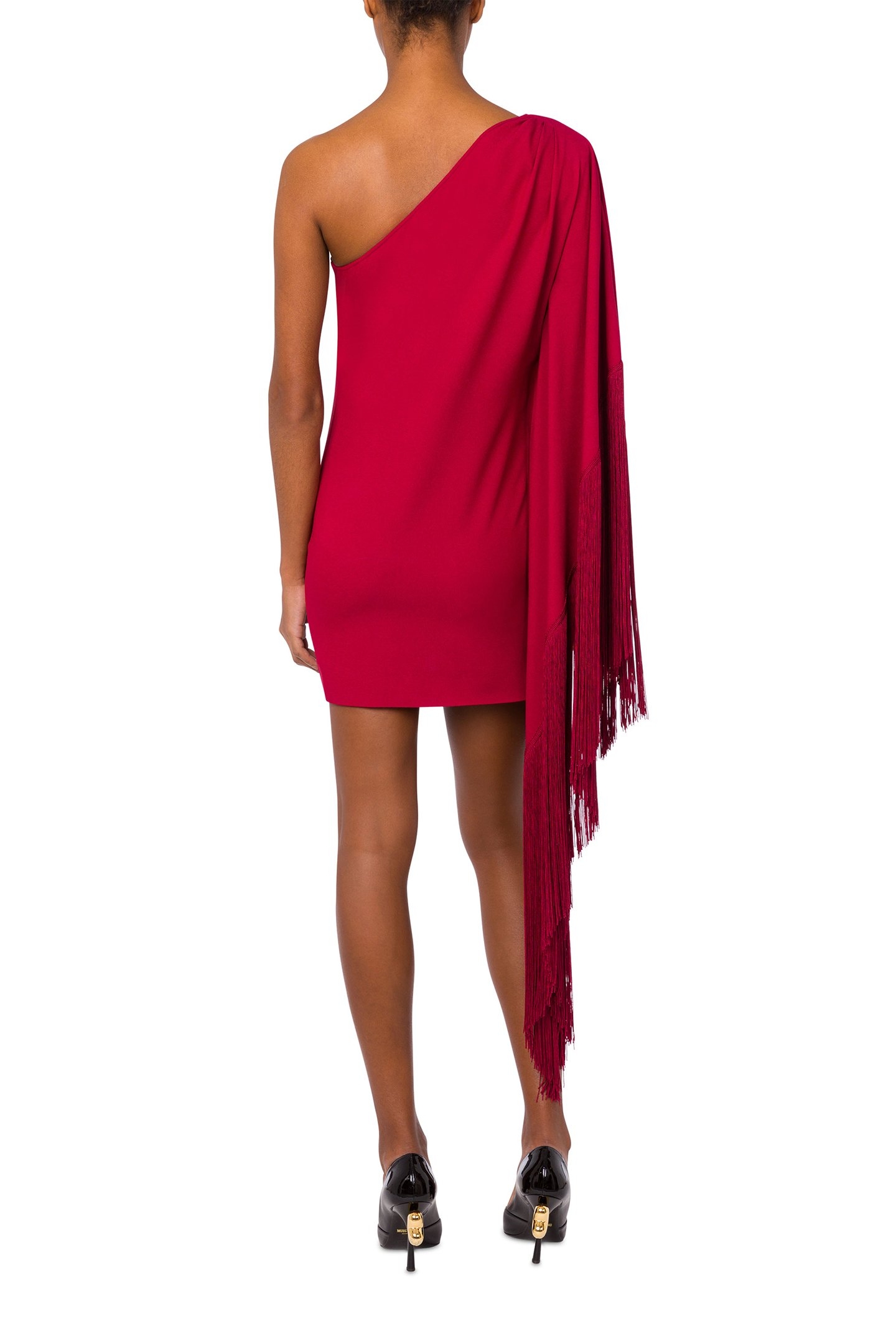 ONE-SHOULDER DRESS WITH FRINGES RED 2