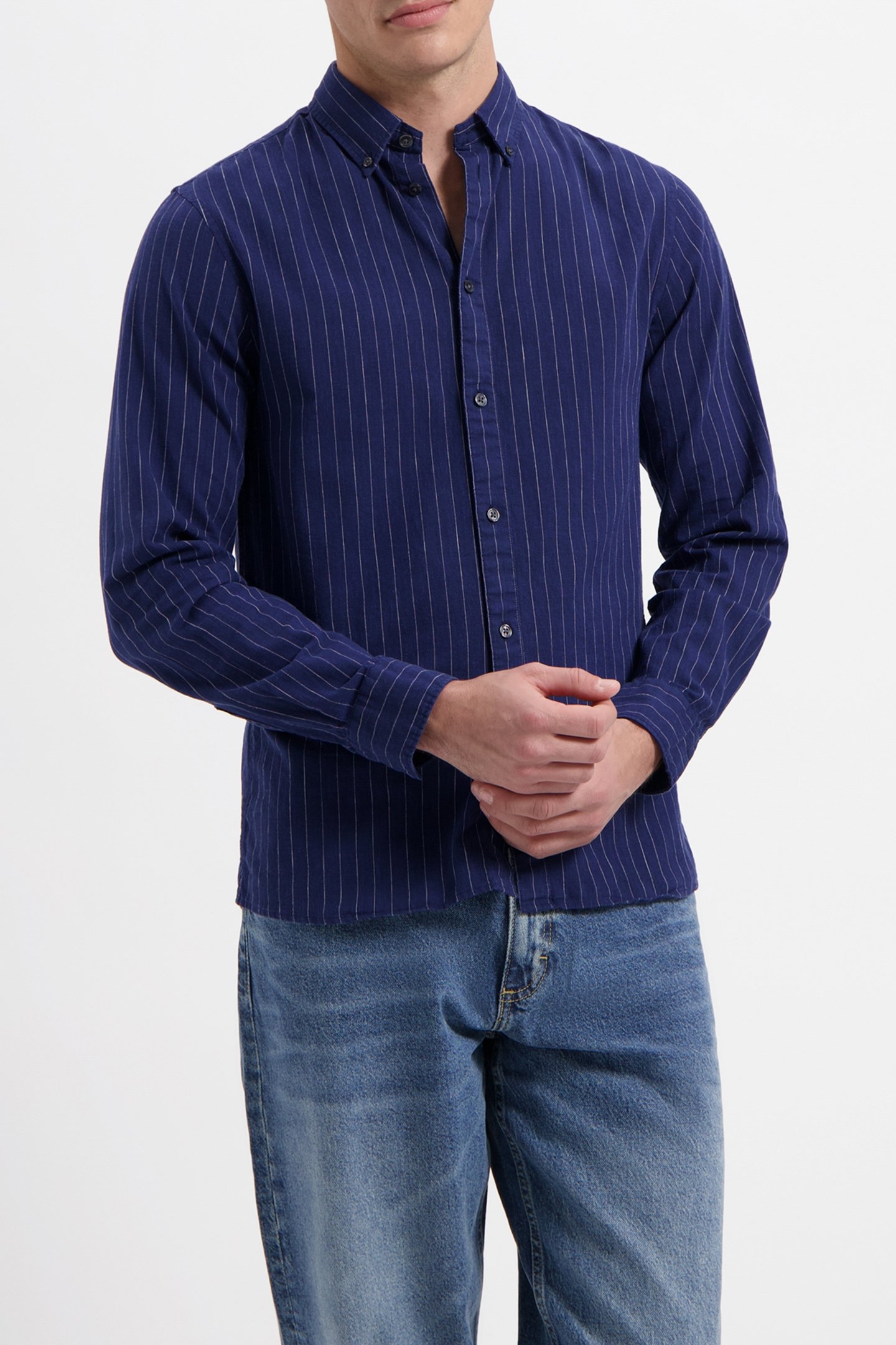 WAL – JAMES SHIRT DARK BLUE STRIPED 1