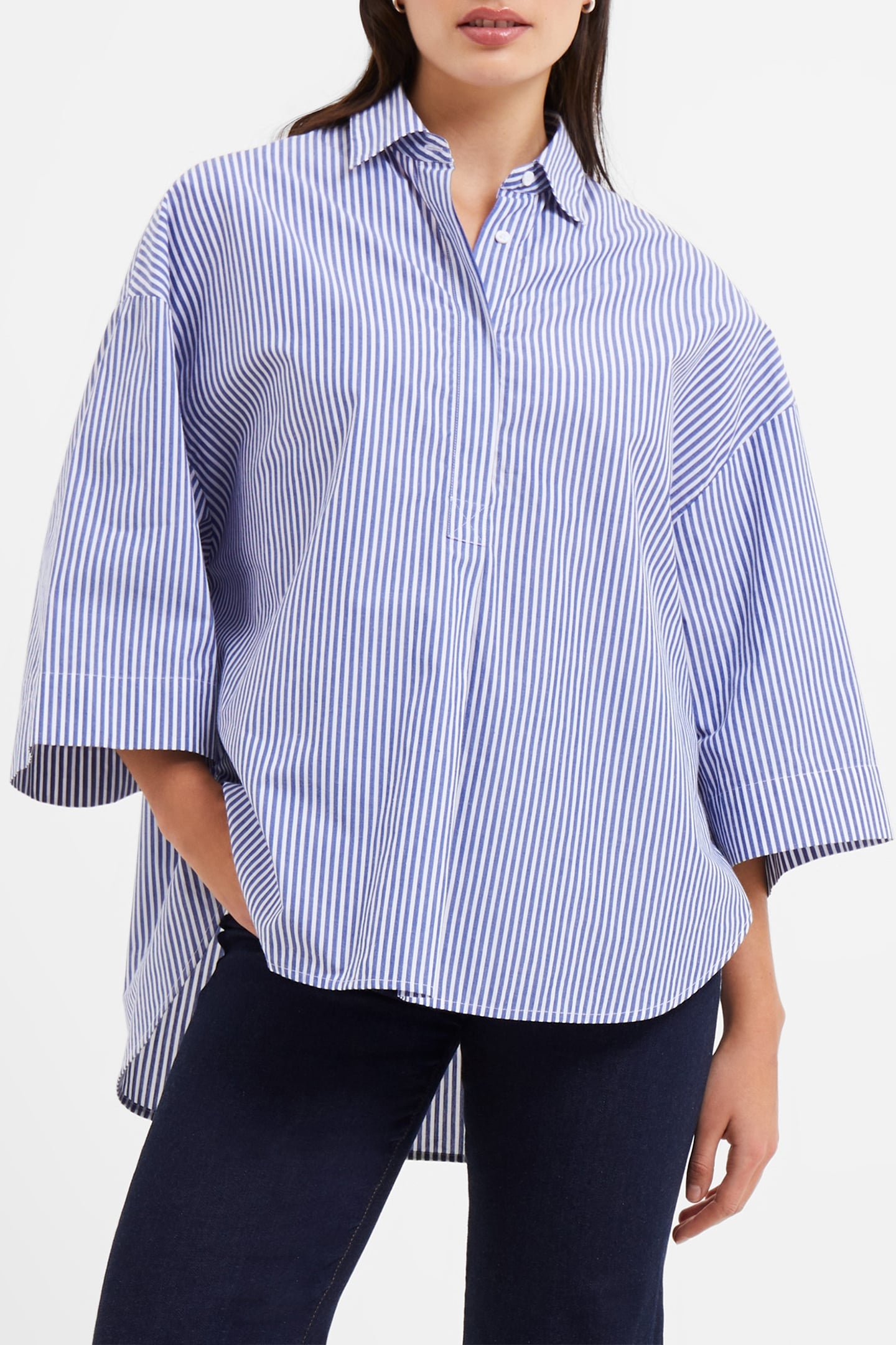 RHODES POP STRP SS POPOVR LINEN WHITE/MARINE 1