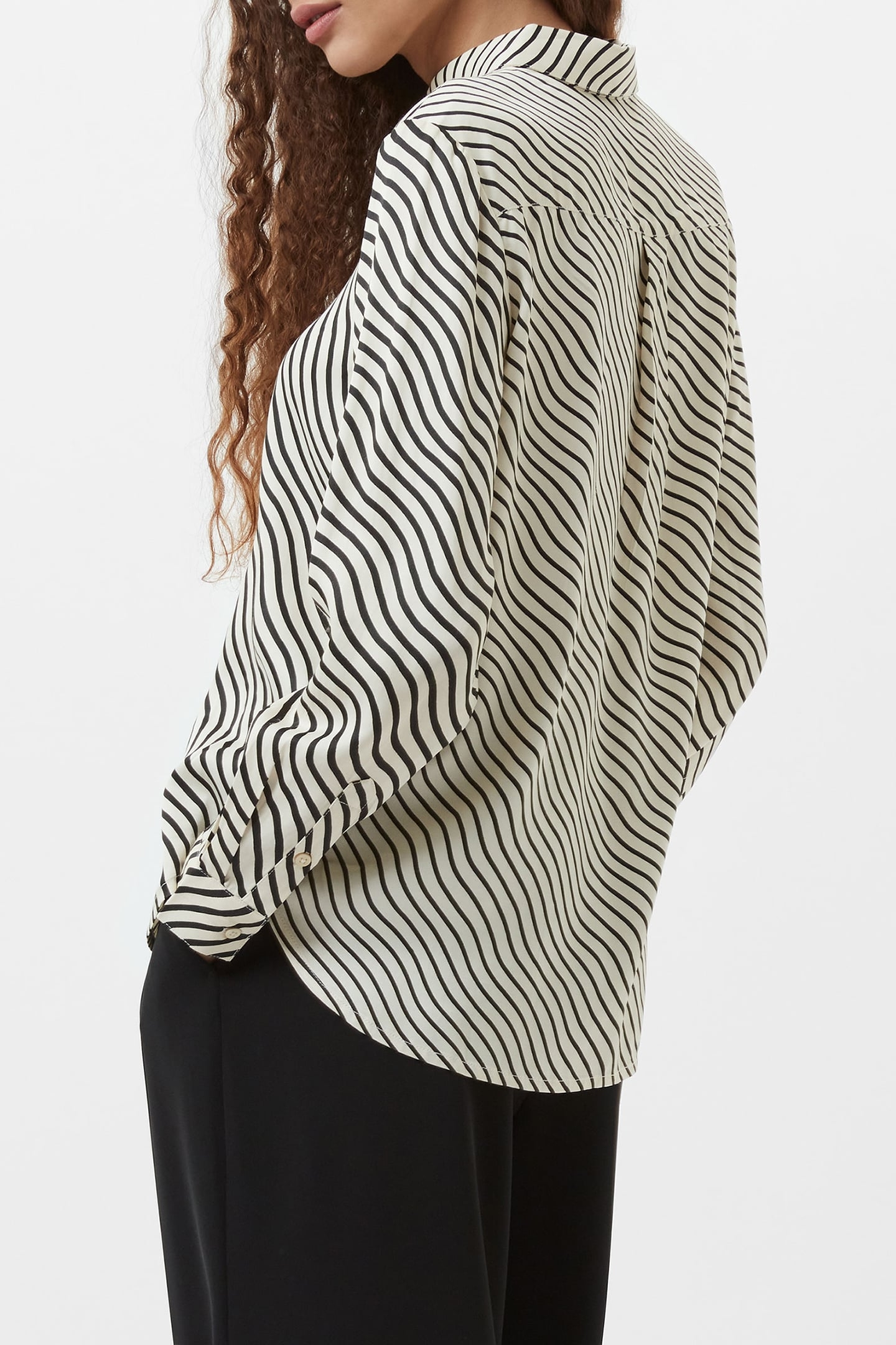 CANDICE SATIN STRIPE SHIRT BLACK/CREAM 2