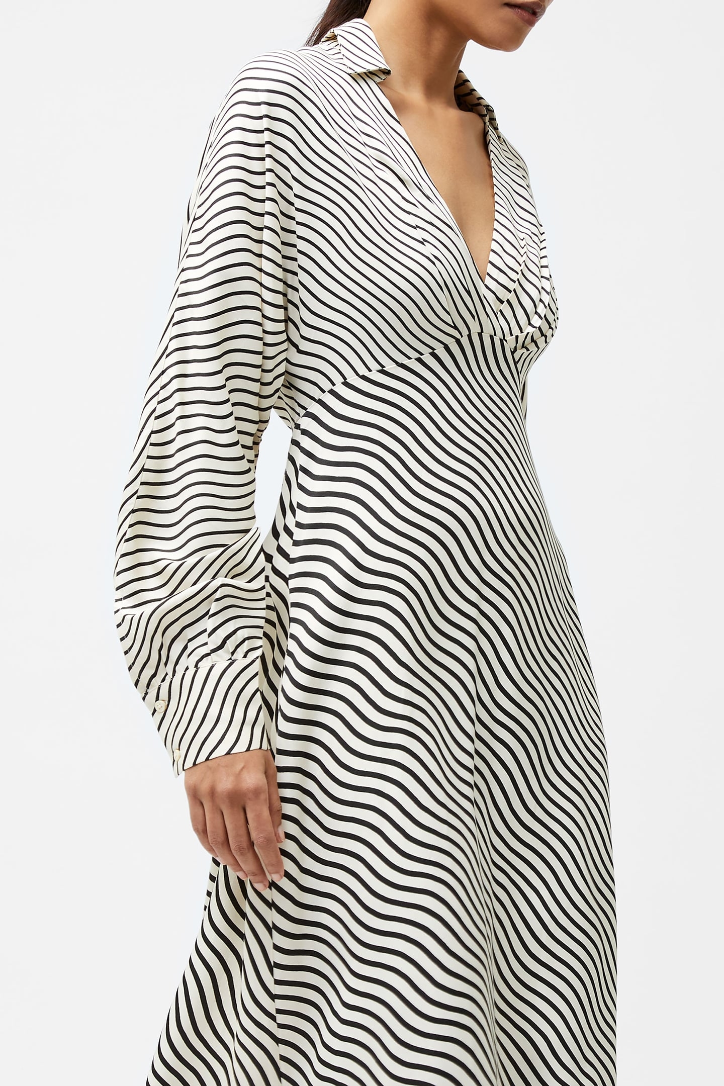 CANDICE SATIN STRIPE MIDI DRESS BLACK/CREAM 3