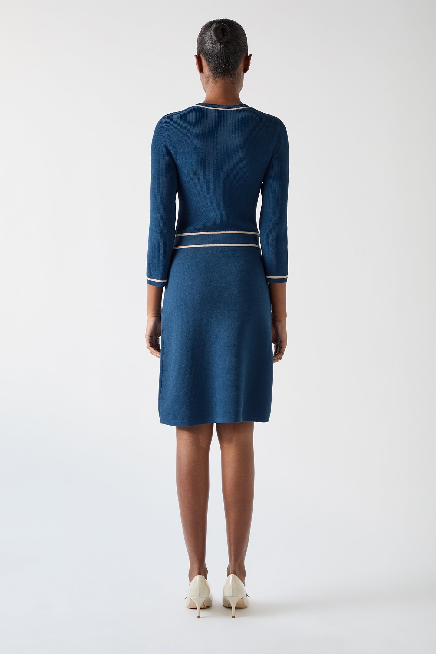 DR CIARA CREW KNIT DRES NAVY/CREAM 2