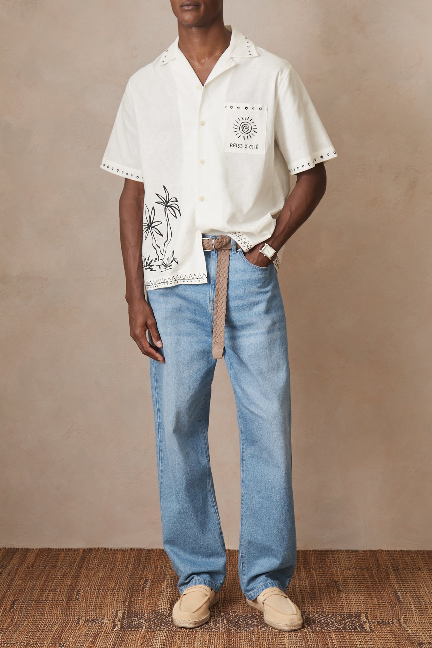 SS BRUSHSTROKE PRINTED LINEN CUBAN SHIRT WHITE 3