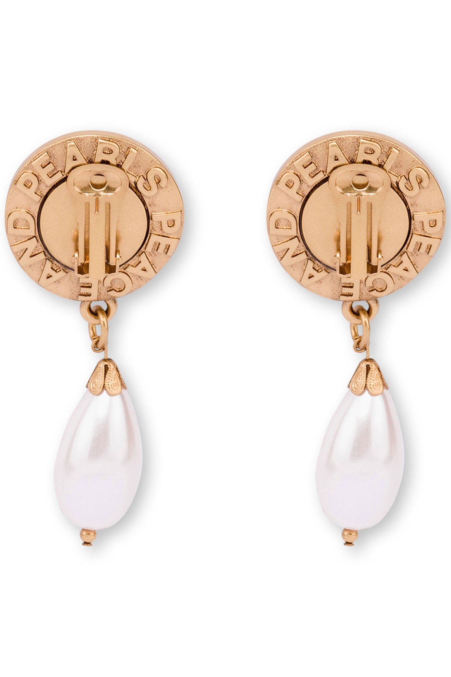 PEACE & PEARLS DROP EARRINGS GOLD 1