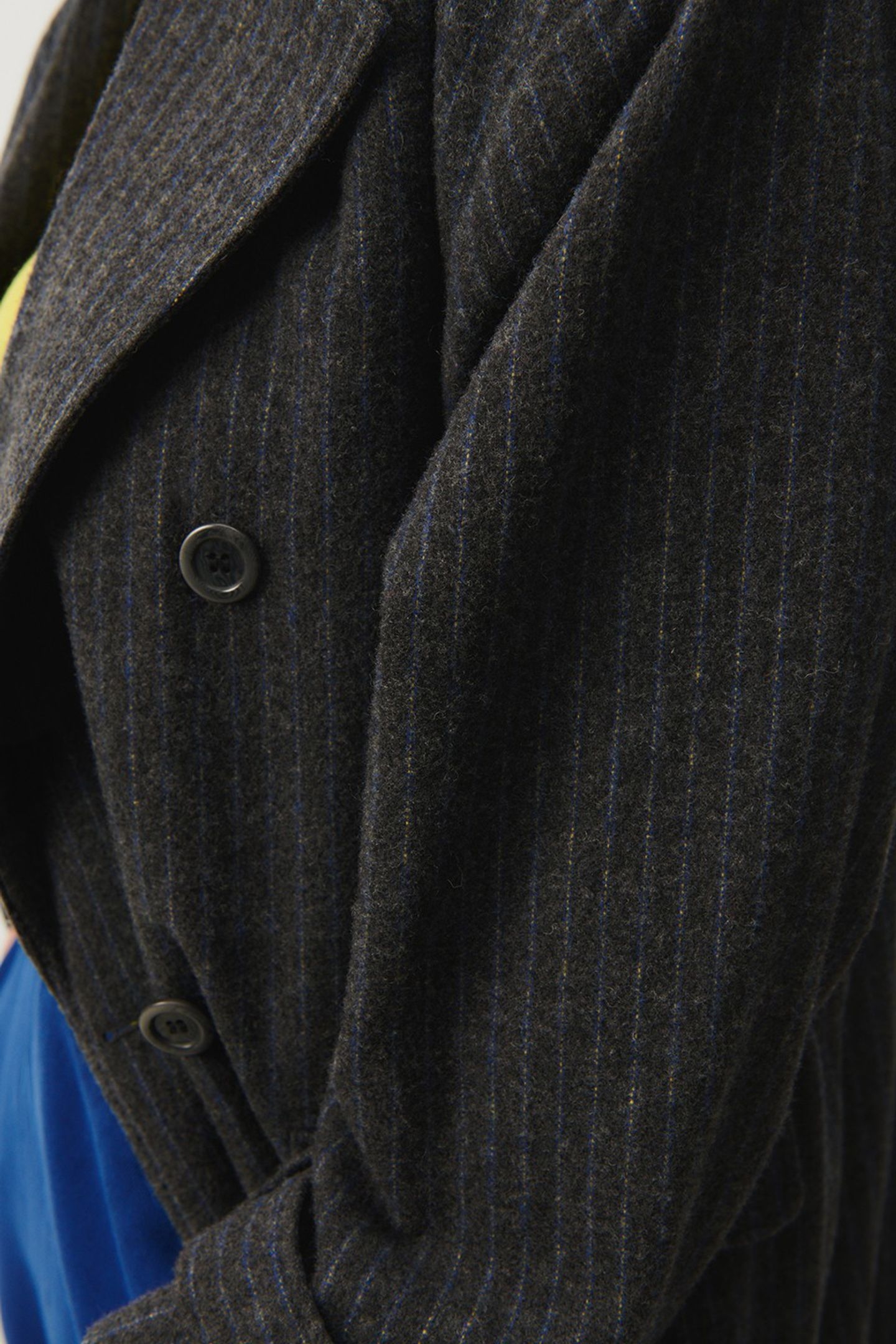 WOOL COAT GREY AND BLUE STRIPES 1