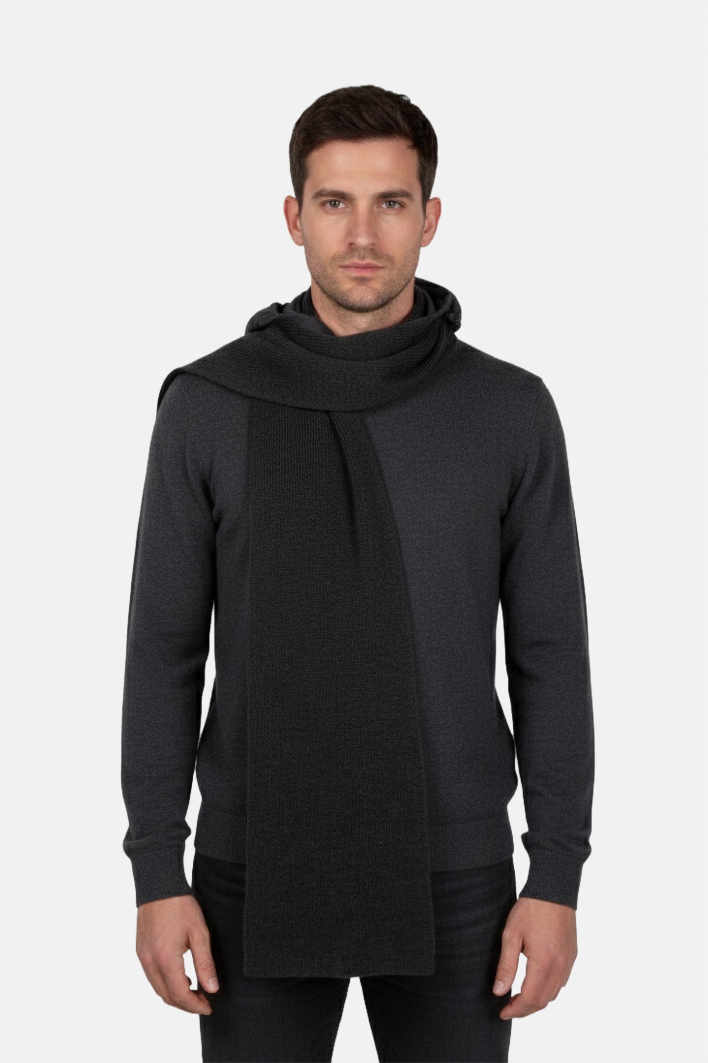 UNISEX ECOALF HOODY SCARF CAVIAR 1