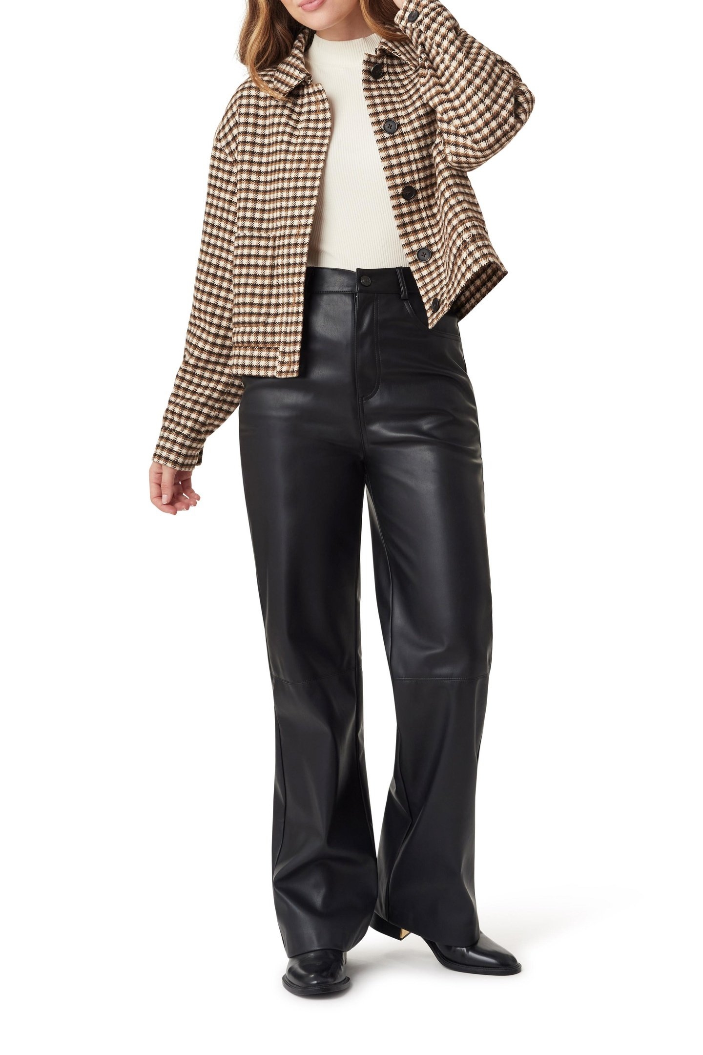 BOXY JACKET BROWN AND BEIGE TWEED WITH PRINTED LINING 1