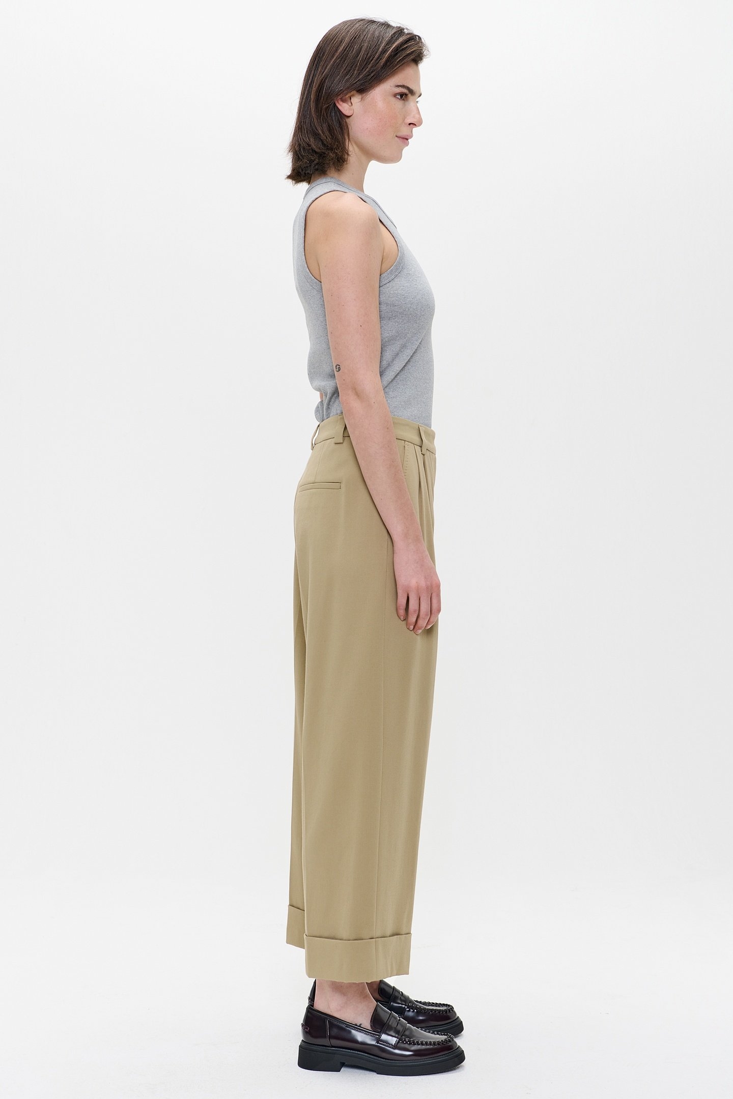 TWILL STRAIGHT PANTS STRAW 3