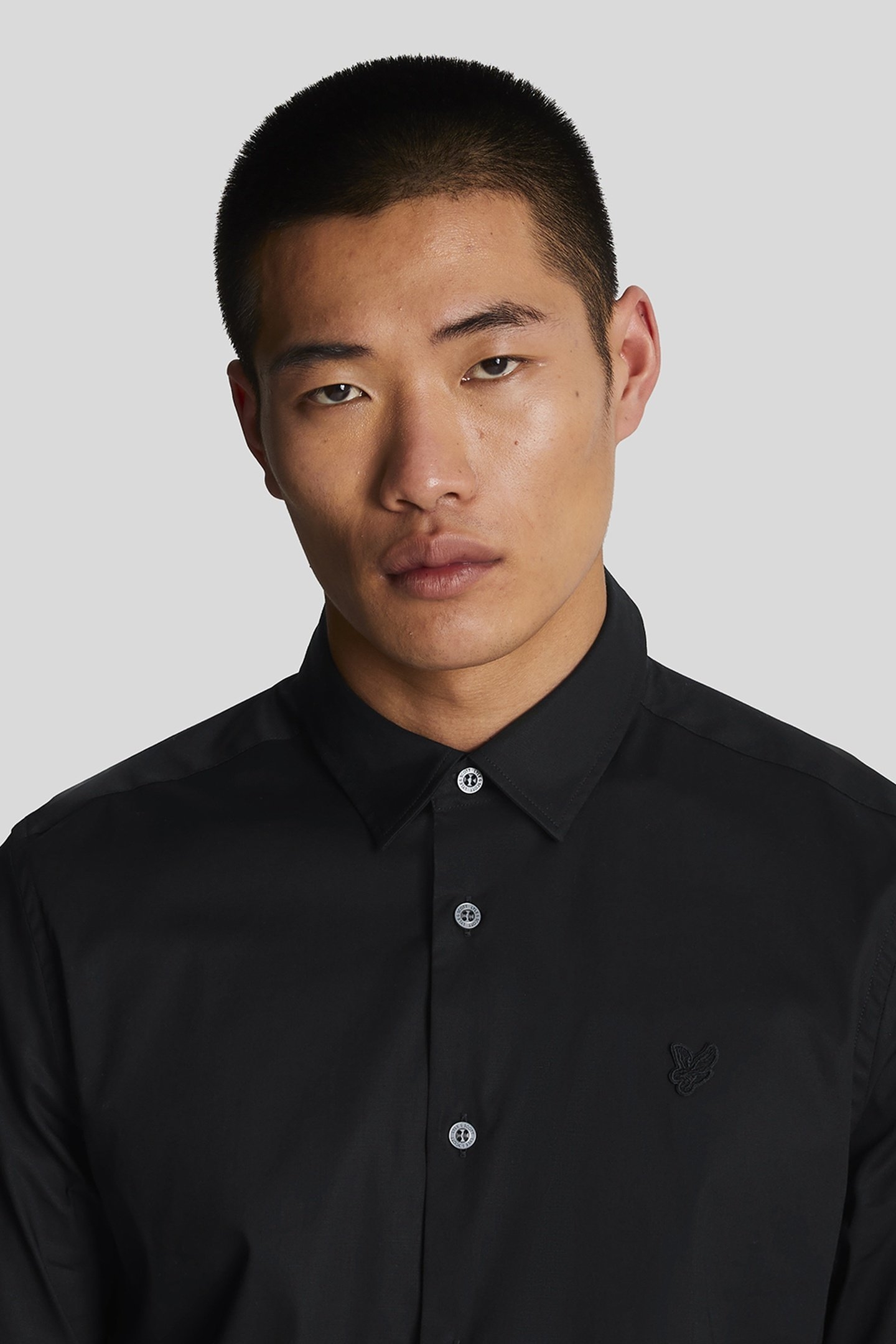 LS SLIM FIT POPLIN SHIRT JET BLACK 5