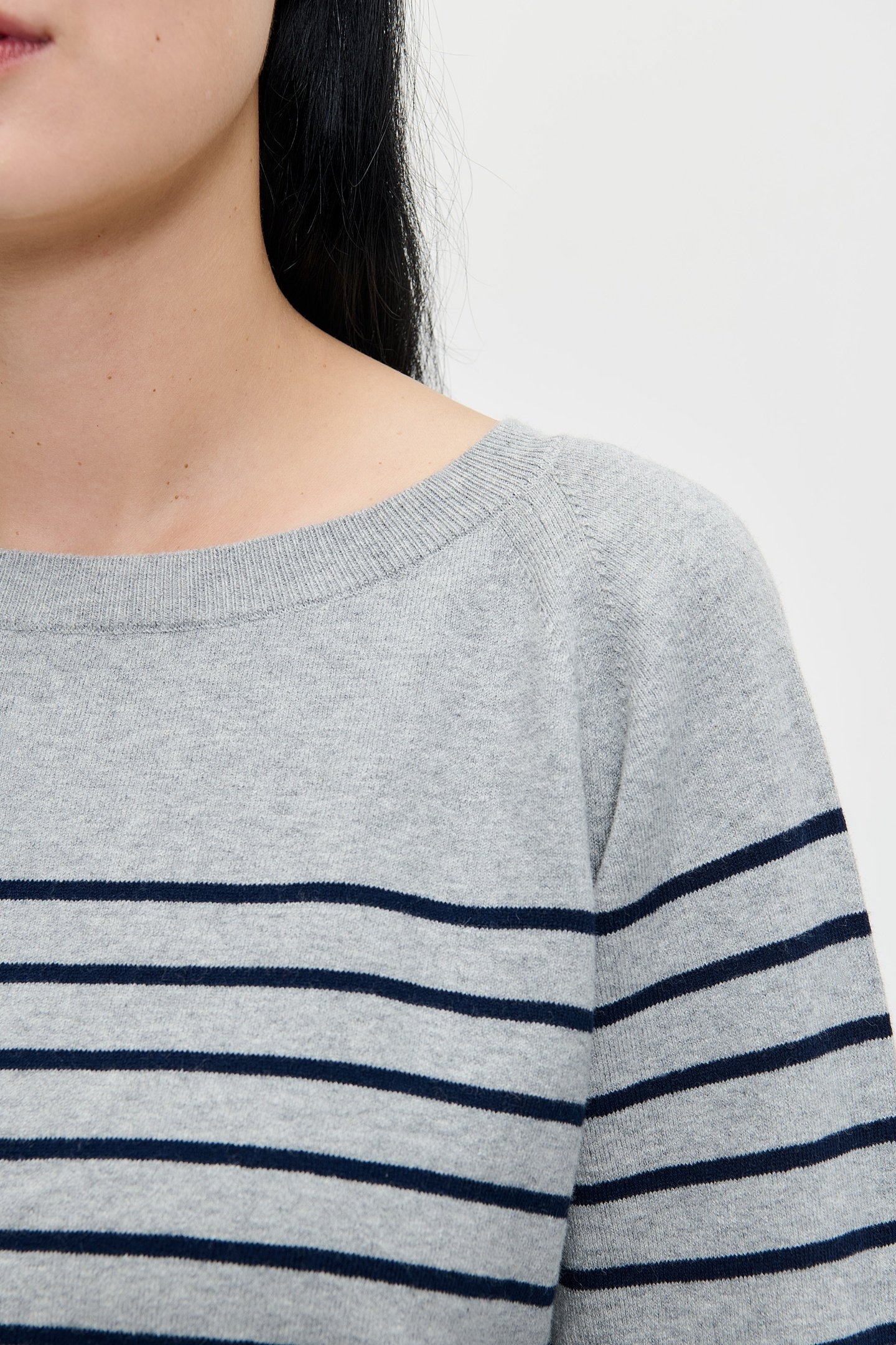 CASHMERE BOATNECK TOP GREY/MIDNIGHT STRIPE 4