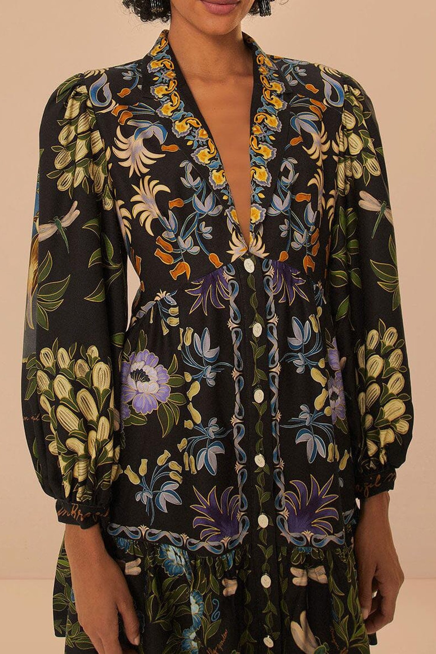 BLACK WINTER GARDEN MINI DRESS LONG SLEEVES 2