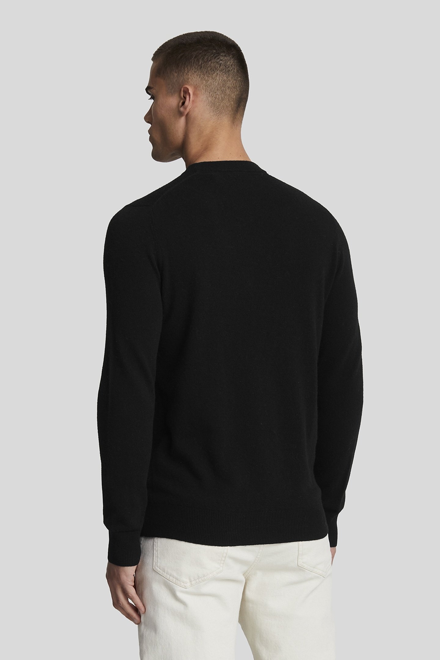 LAMBSWOOL BLEND CREW NECK JUMPER JET BLACK MARL 3