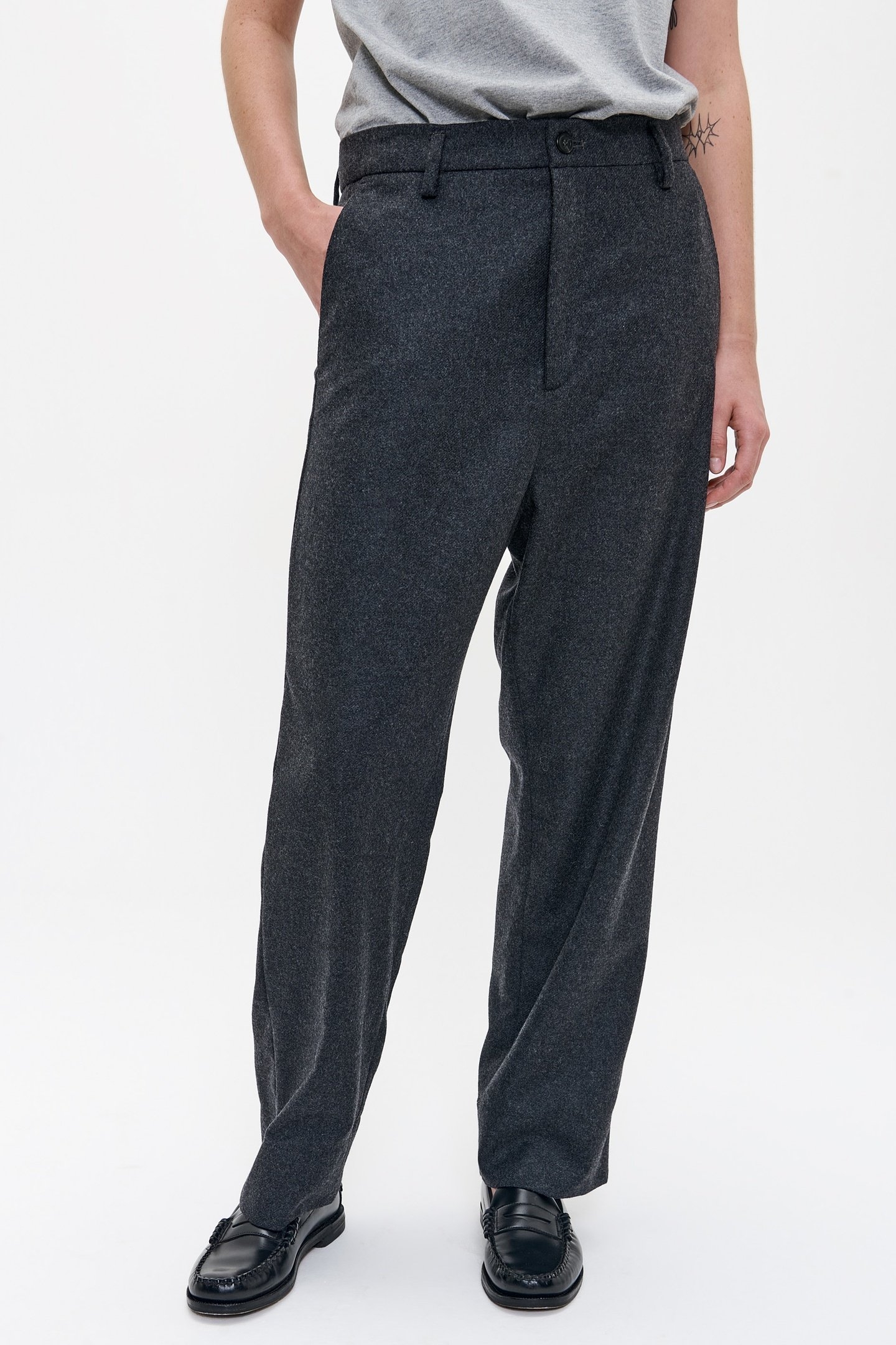 RECYCLED WOOL SOHO PANTS DEEP CHARCOAL 1